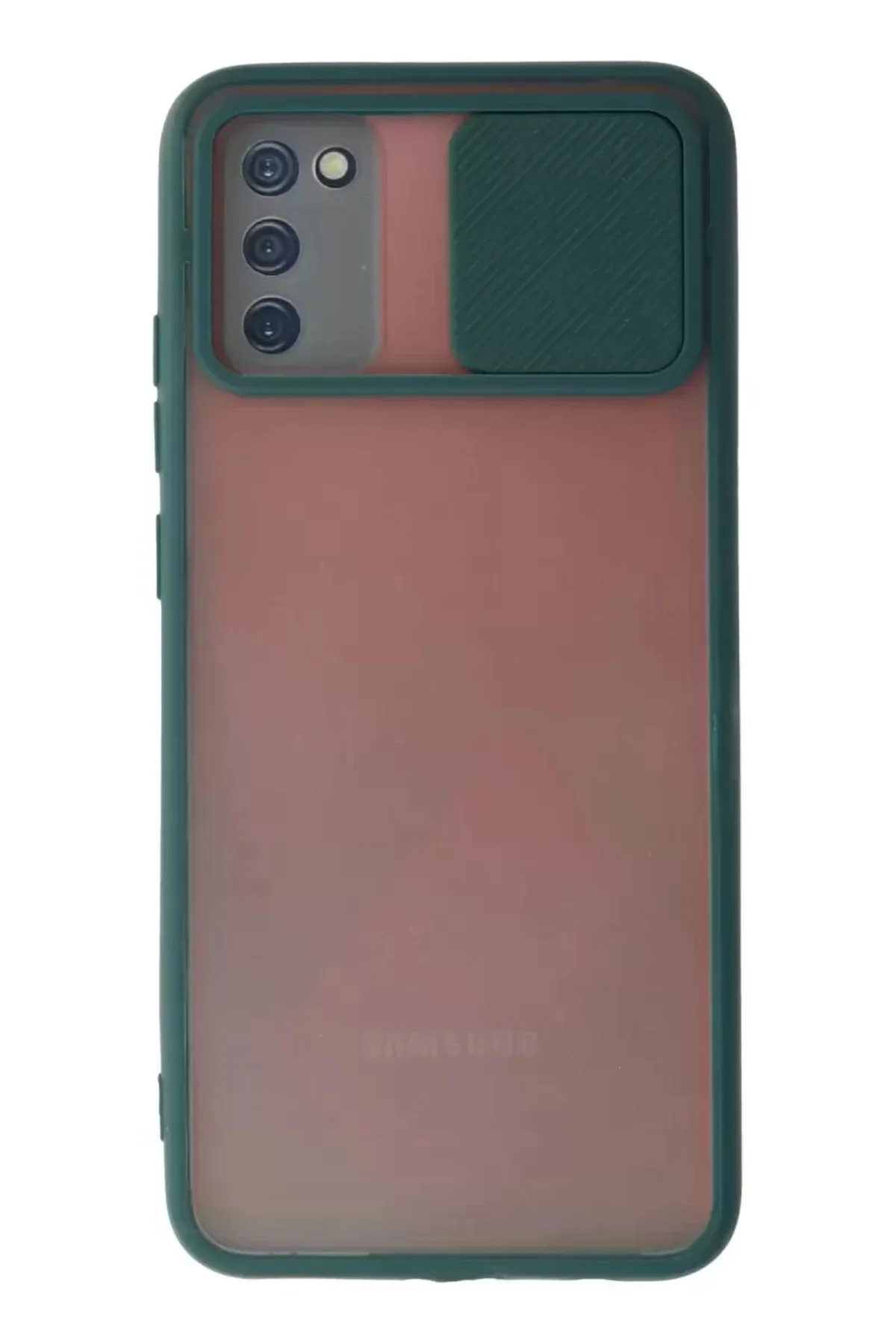 Newface Samsung Galaxy A03s Kılıf Palm Buzlu Kamera Sürgülü Silikon - Yeşil