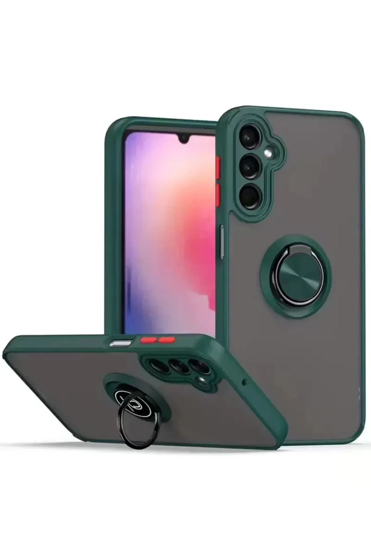 Newface Samsung Galaxy A26 Kılıf Montreal Yüzüklü Silikon Kapak - Yeşil