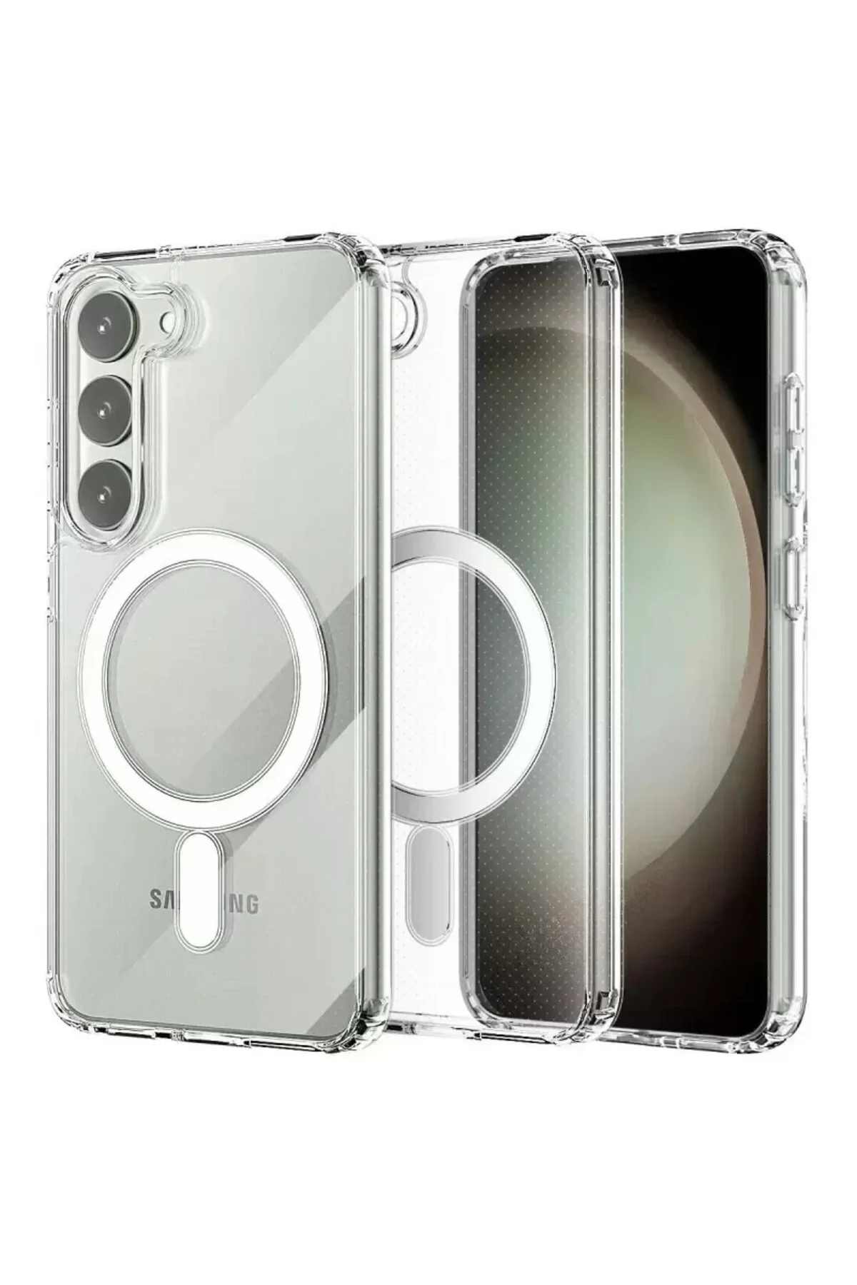 Newface Samsung Galaxy S23 Kılıf Magneticsafe Şeffaf Silikon - Şe