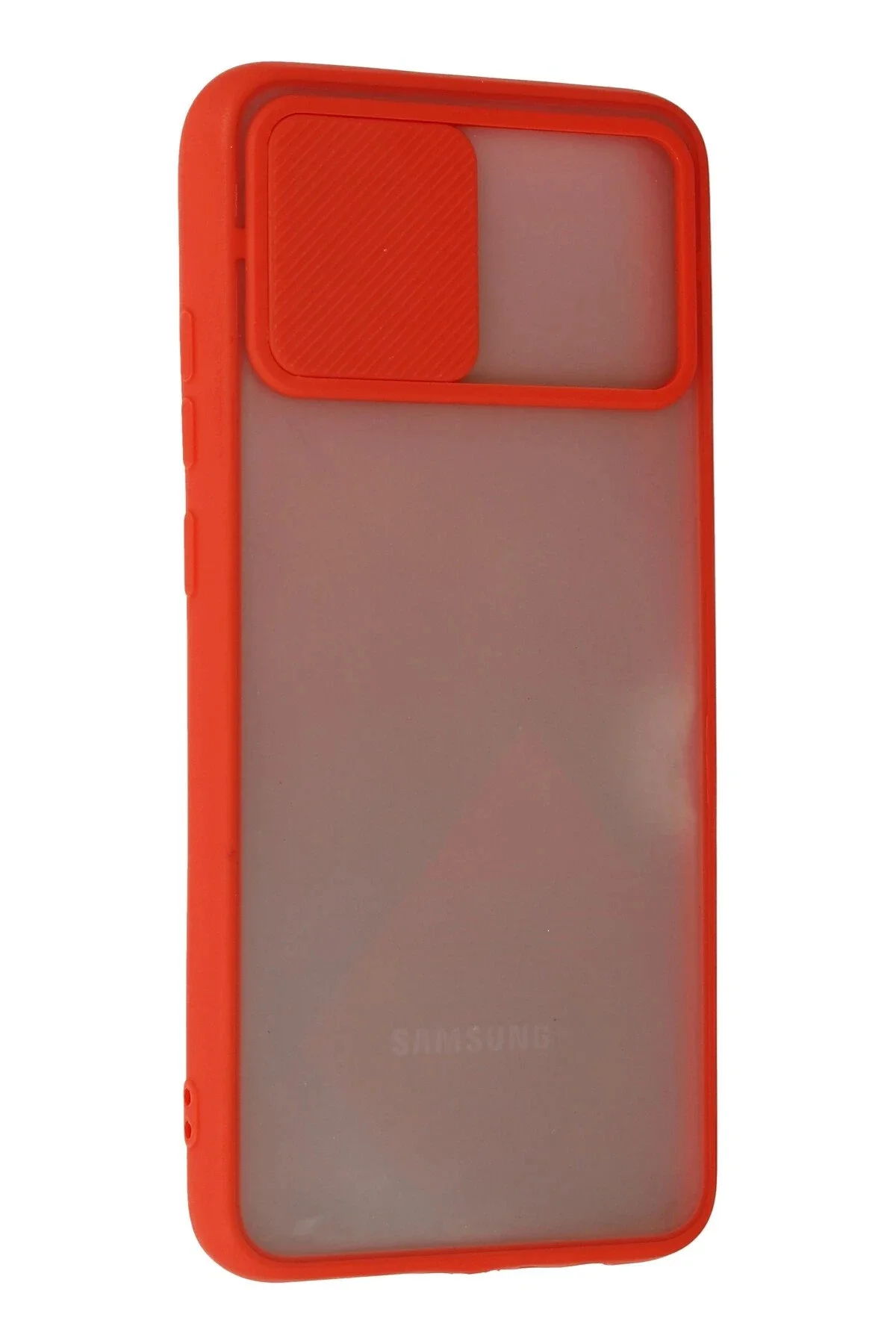 Newface Samsung Galaxy A02s Kılıf Palm Buzlu Kamera Sürgülü Silikon - Kırmızı