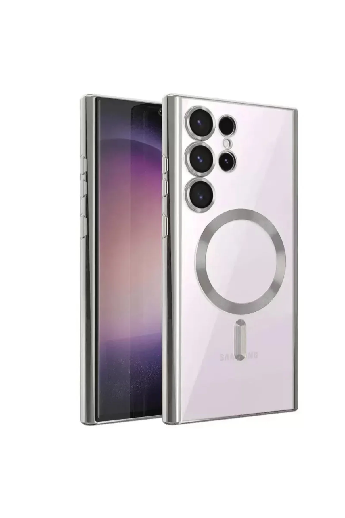 Newface Samsung Galaxy S23 Ultra Kılıf Kross Magneticsafe Kapak - Gümüş