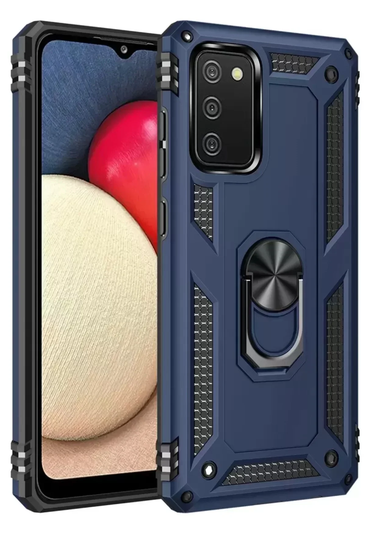 Newface Samsung Galaxy A03s Kılıf Sofya Yüzüklü Silikon Kapak - L