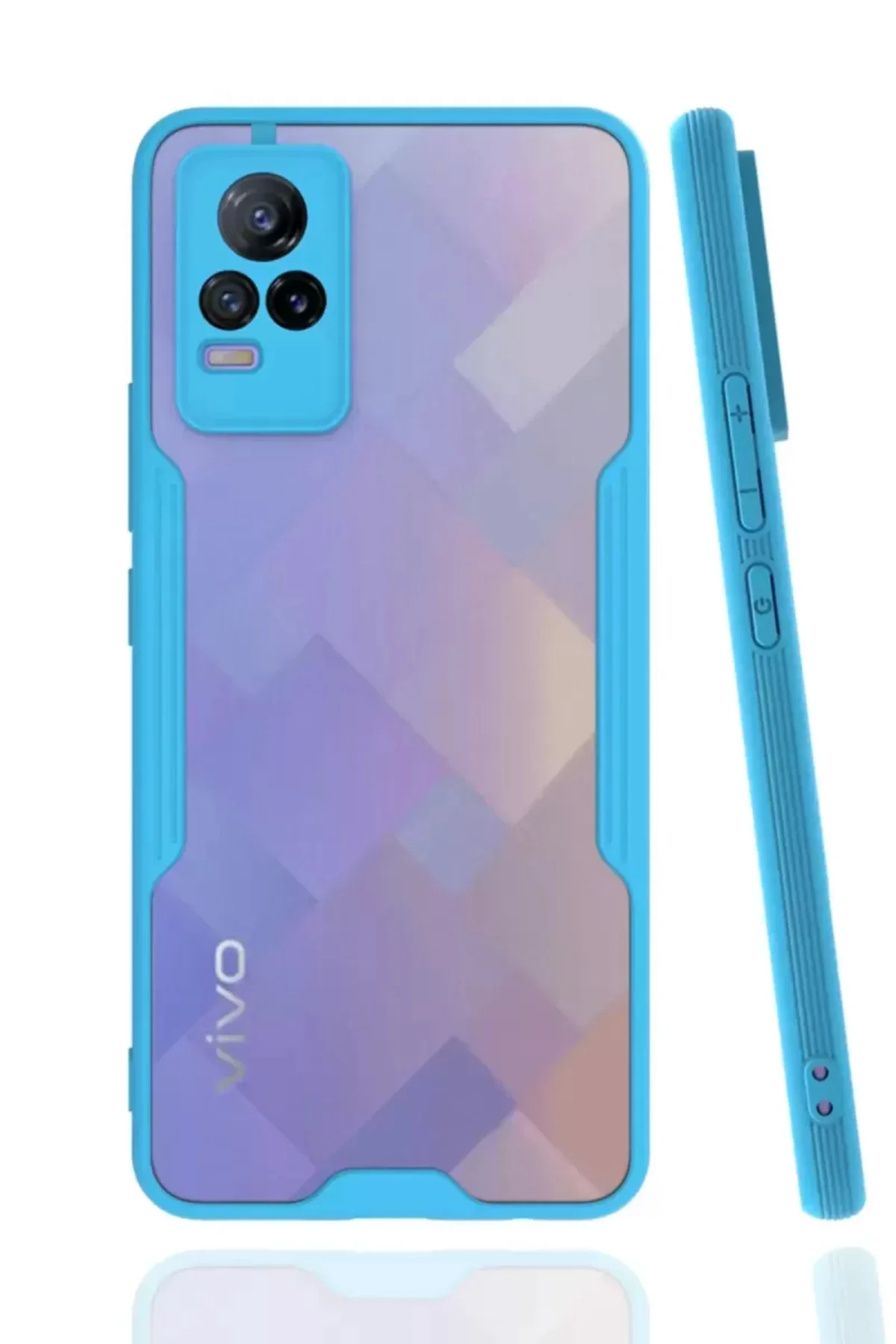 Newface Vivo V21e Kılıf Platin Silikon - Mavi
