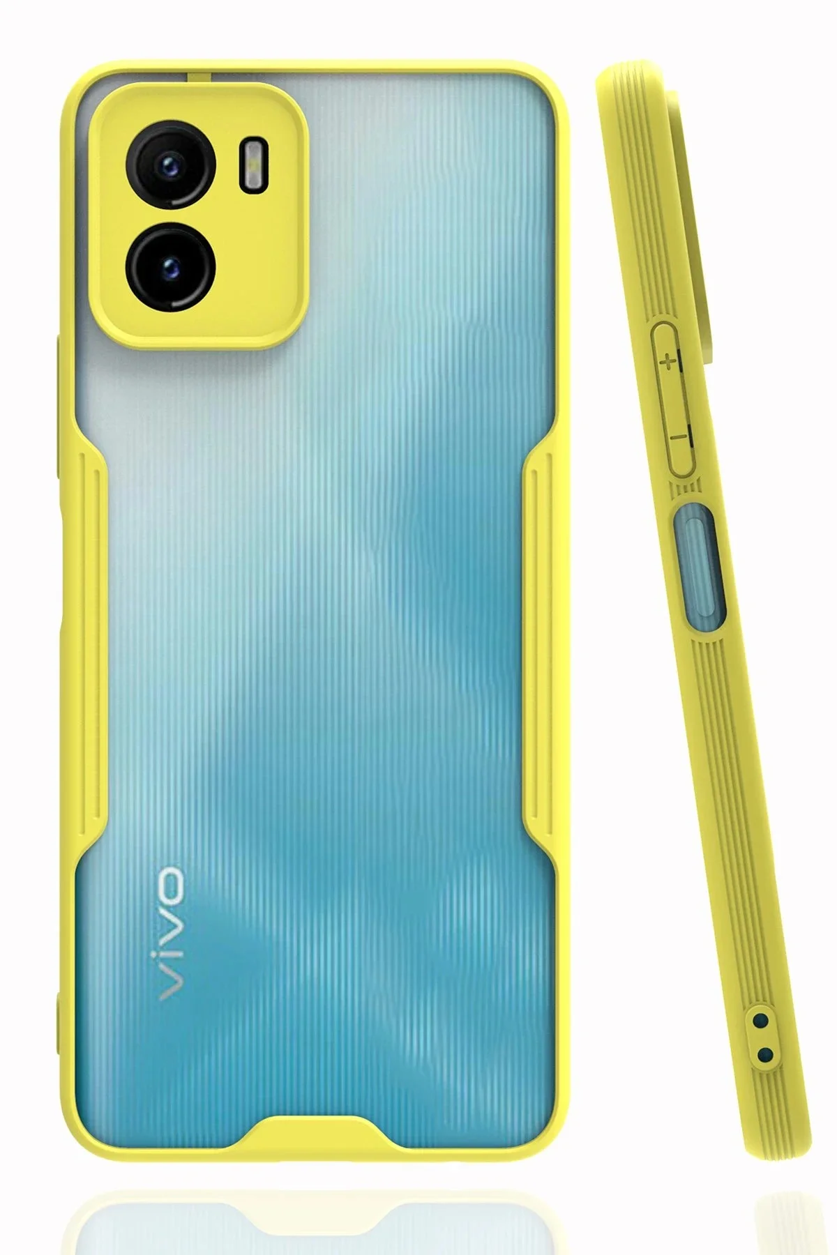 Newface Vivo Y15s Kılıf Platin Silikon - Sarı