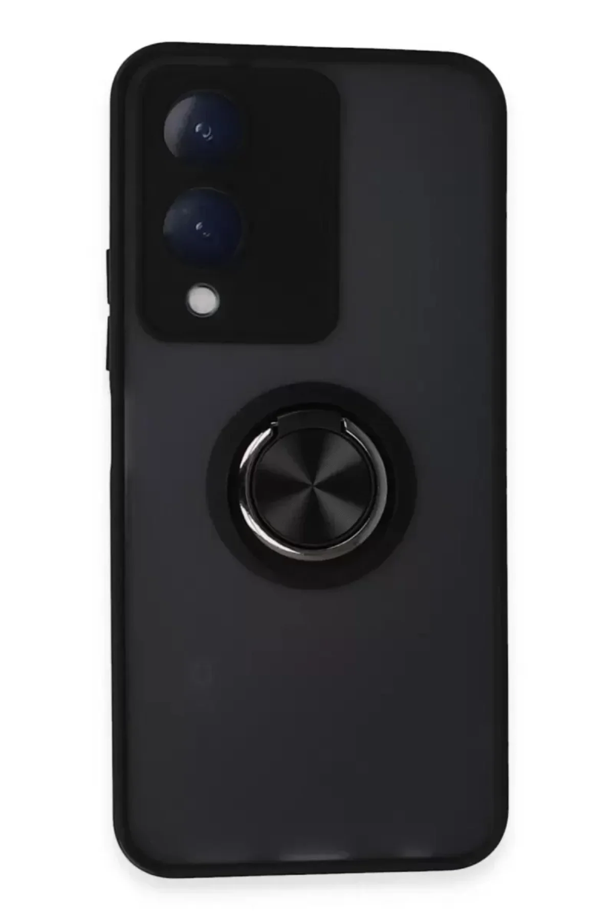 Newface Vivo Y17s Kılıf Montreal Yüzüklü Silikon Kapak - Siyah