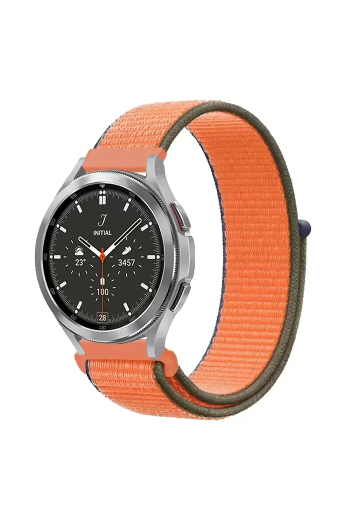 Newface Watch 22mm Hasırlı Cırtcırtlı Kordon - Turuncu