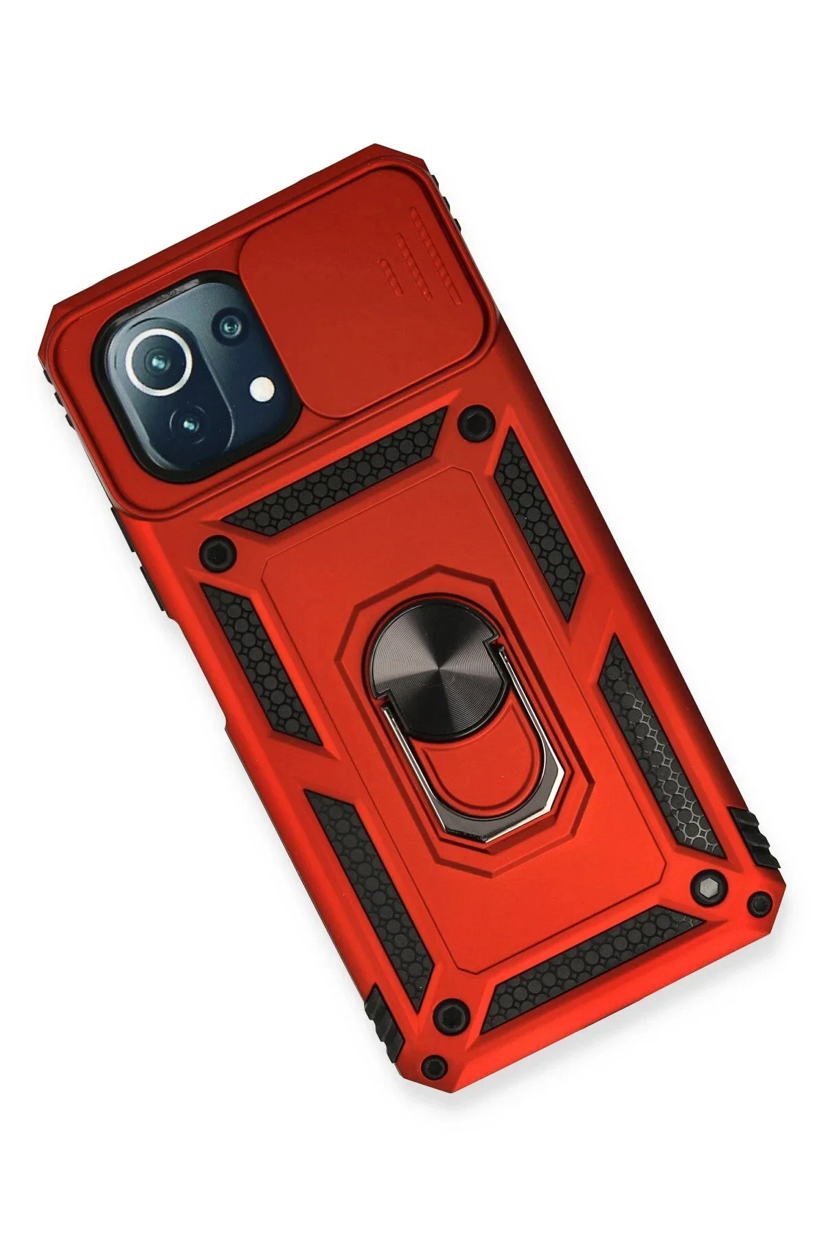 Newface Xiaomi Mi 11 Lite Kılıf Pars Lens Yüzüklü Silikon - Kırmı