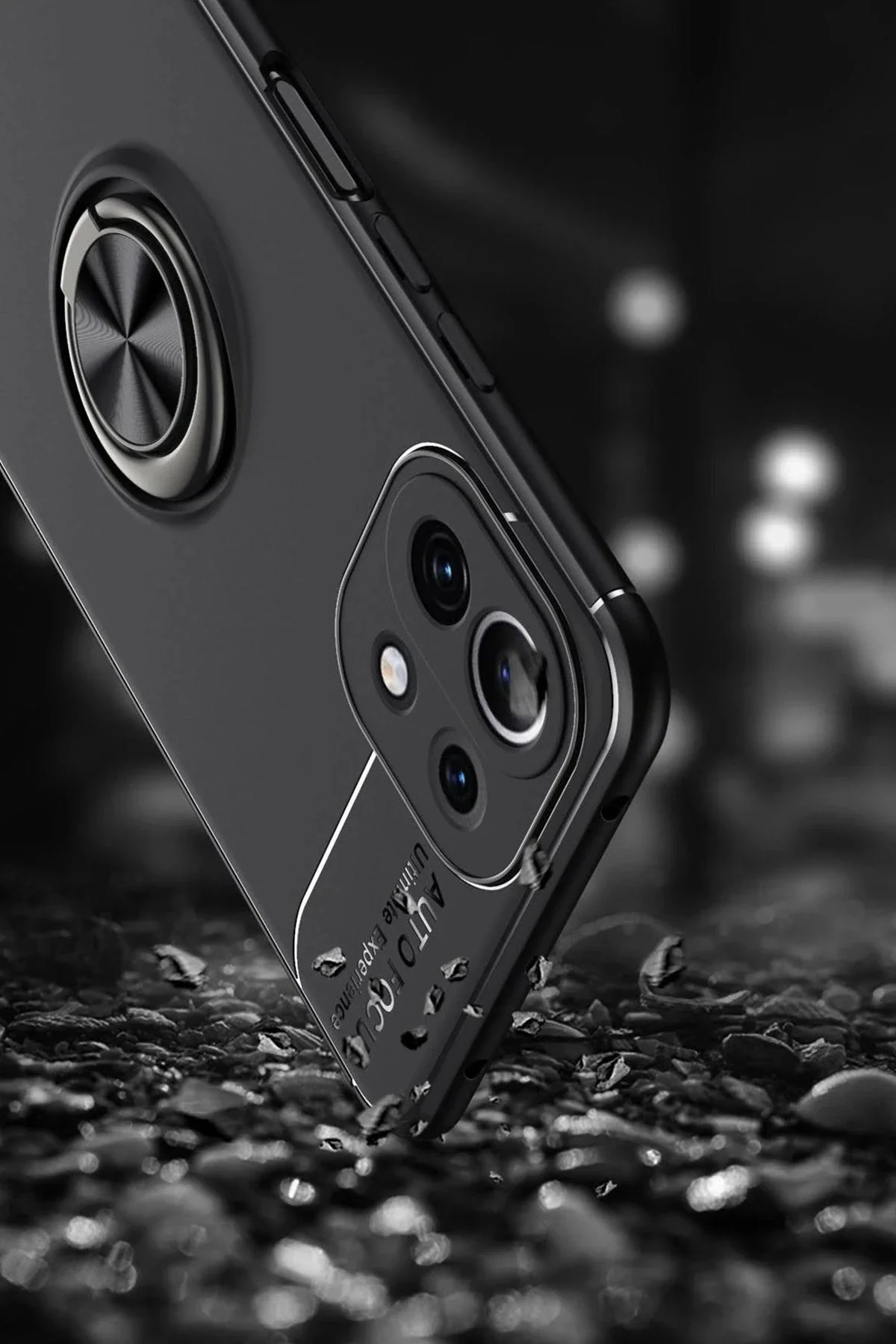 Newface Xiaomi Mi 11 Lite Kılıf Range Yüzüklü Silikon - Siyah-gold