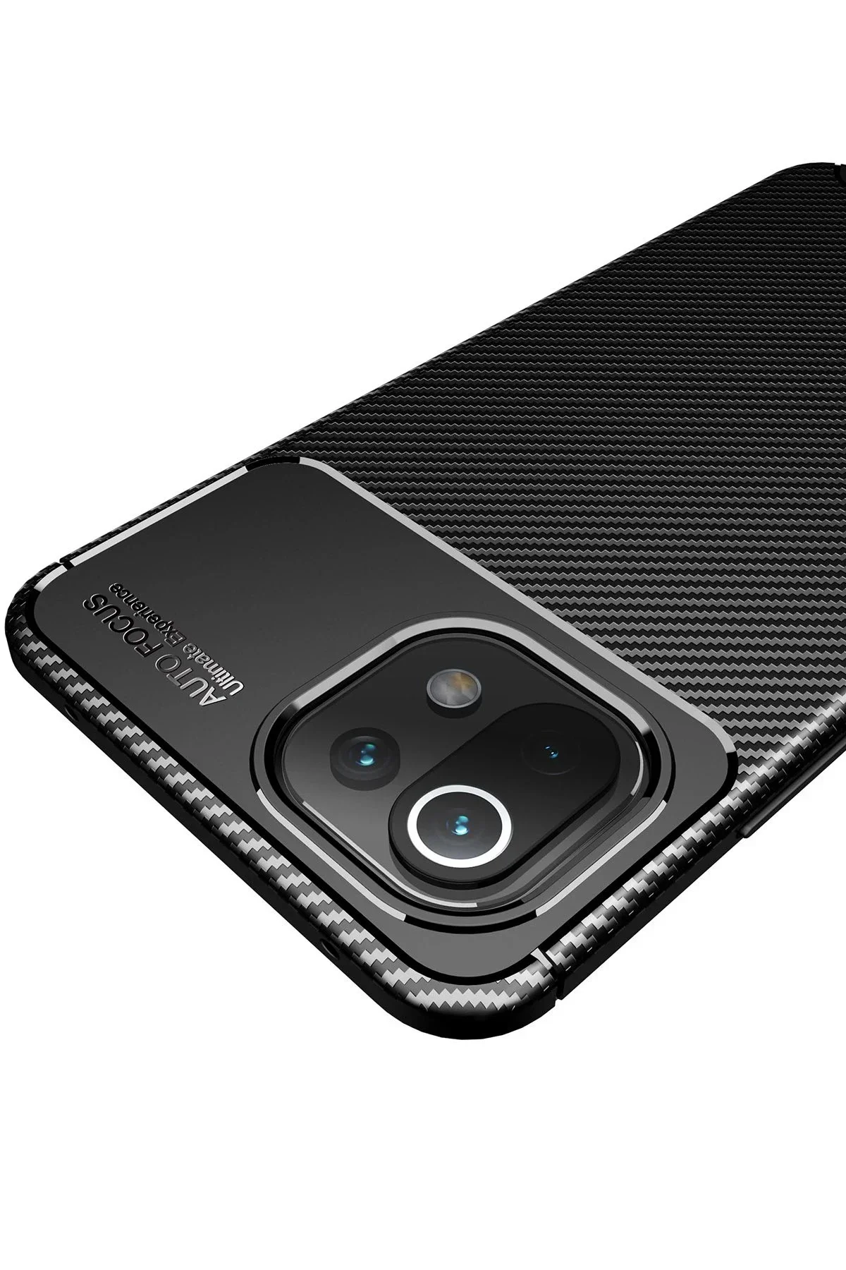 Newface Xiaomi Mi 11 Lite Kılıf Auto Focus Karbon Kapak - Kahvere