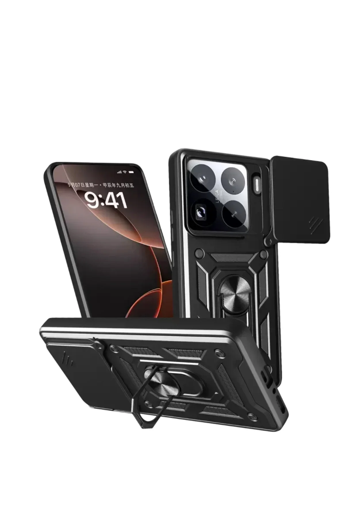 Newface Xiaomi Mi 15 Pro Kılıf Pars Lens Yüzüklü Silikon - Siyah