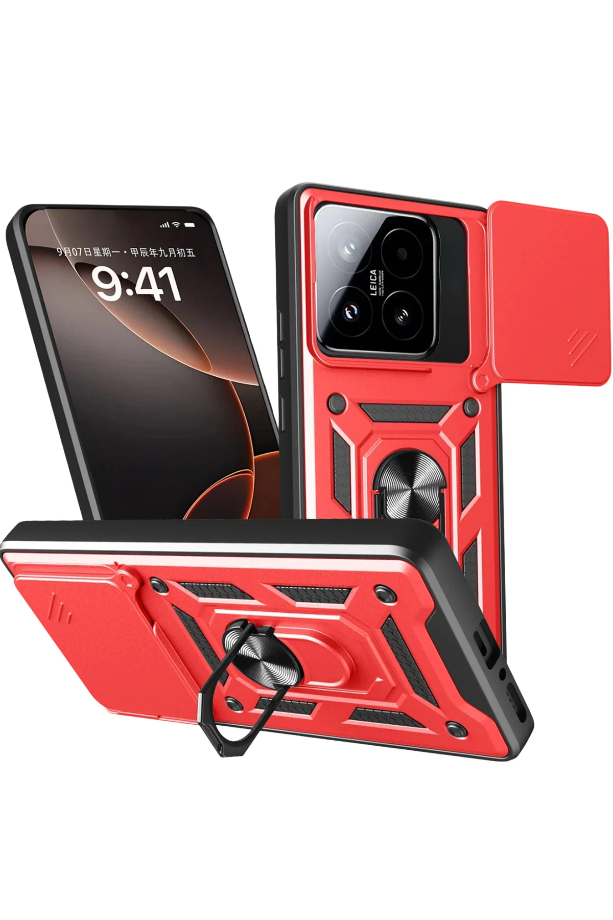Newface Xiaomi Mi 15t Pars Lens Yüzüklü Silikon - Kırmızı