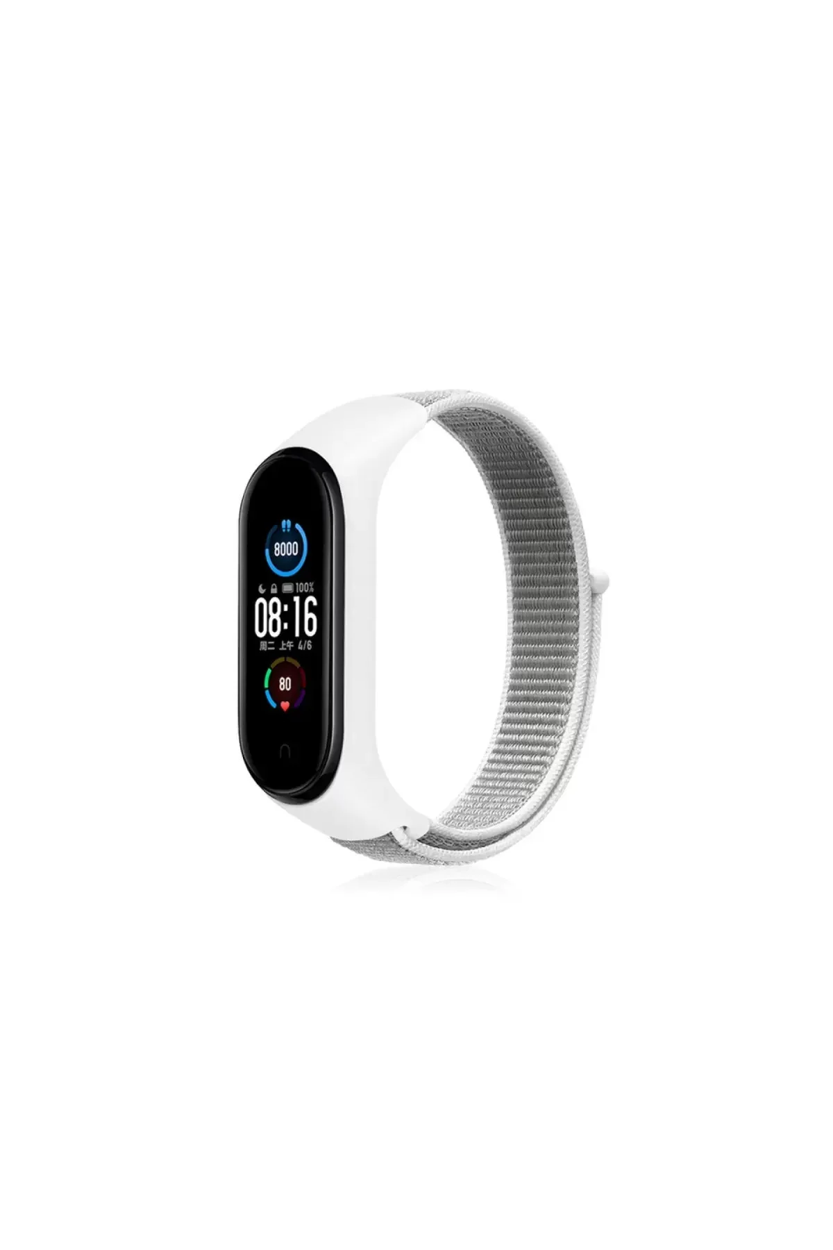 Newface Xiaomi Mi Band 4 Hasırlı Cırtcırtlı Kordon - Beyaz