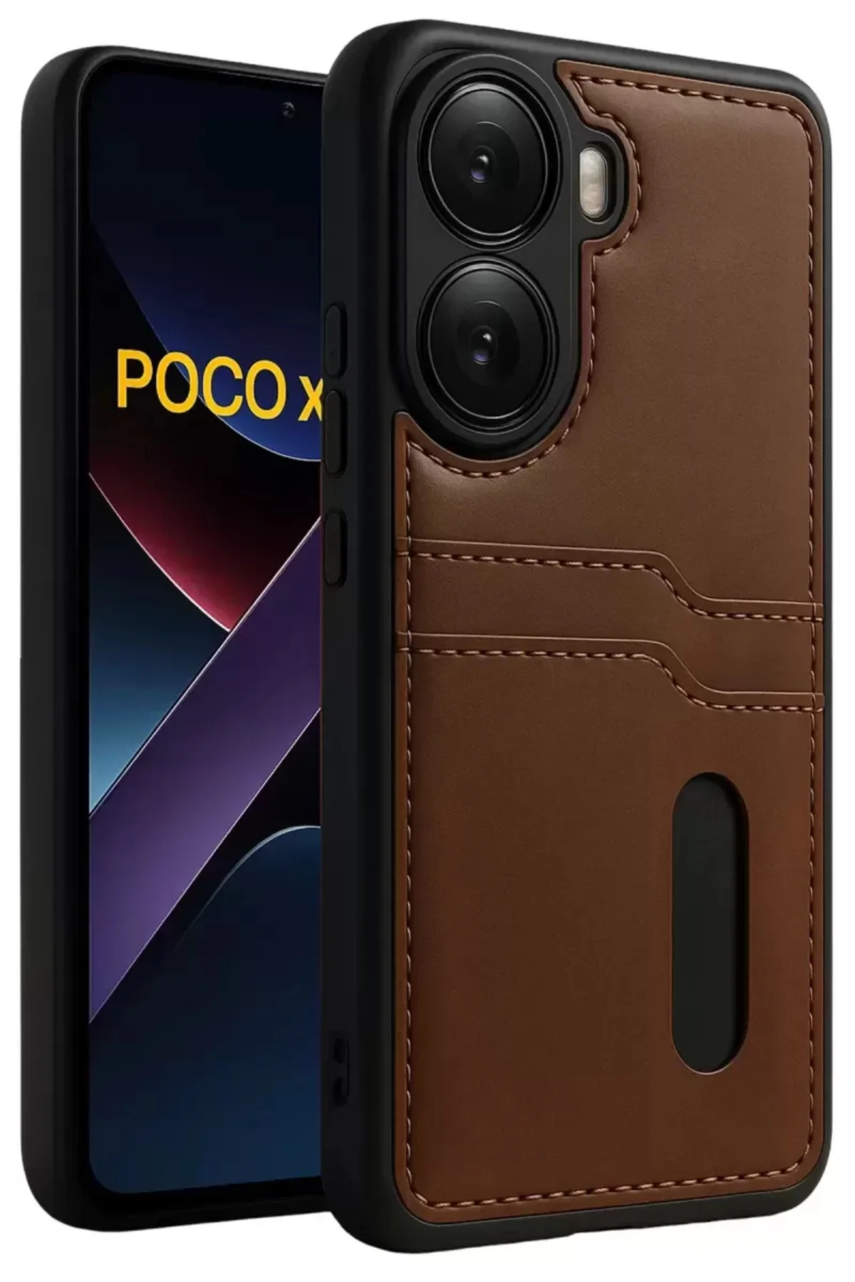 Newface Xiaomi Poco X7 Pro Kılıf Sara Kartvizitli Deri Kılıf - Ta