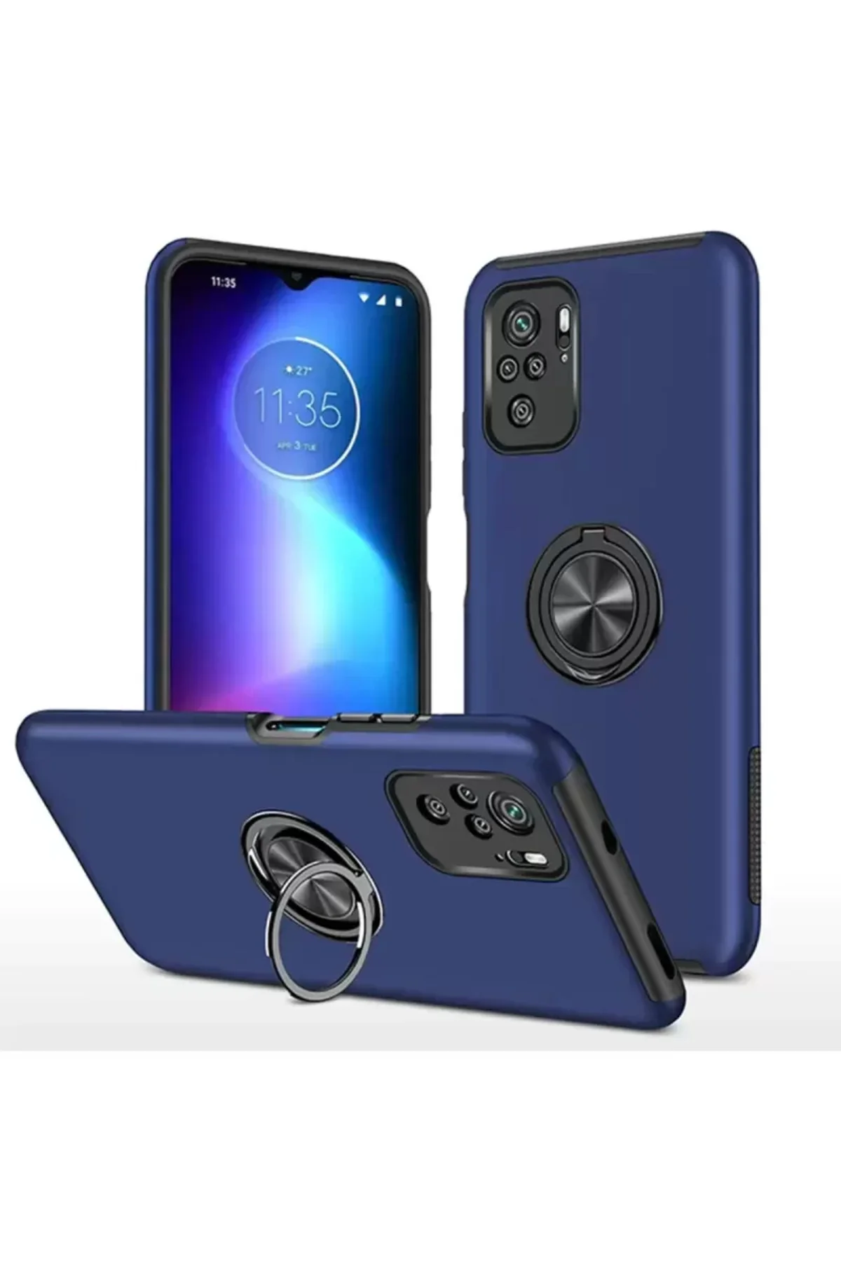 Newface Xiaomi Poco F3 Kılıf Elit Yüzüklü Kapak - Lacivert