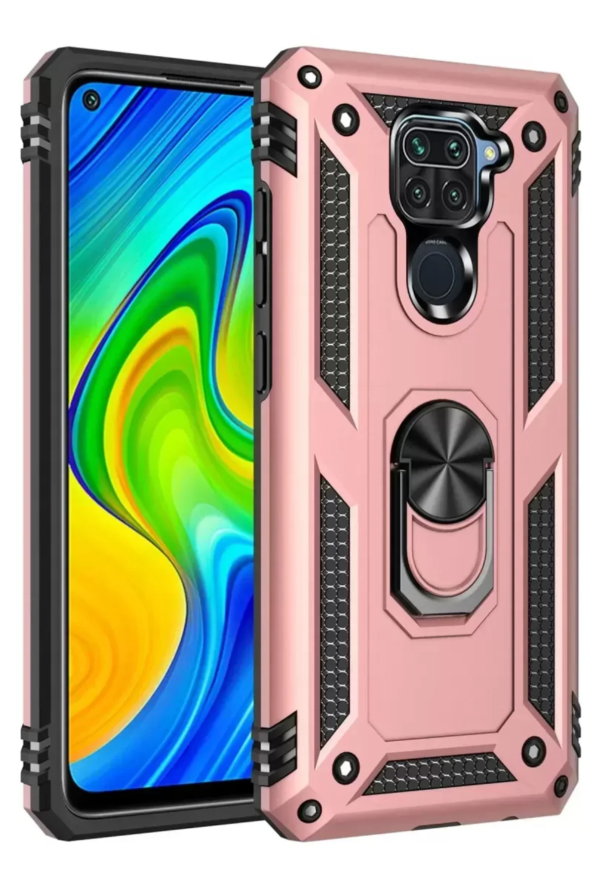 Newface Xiaomi Redmi Note 9 Kılıf Sofya Yüzüklü Silikon Kapak - R