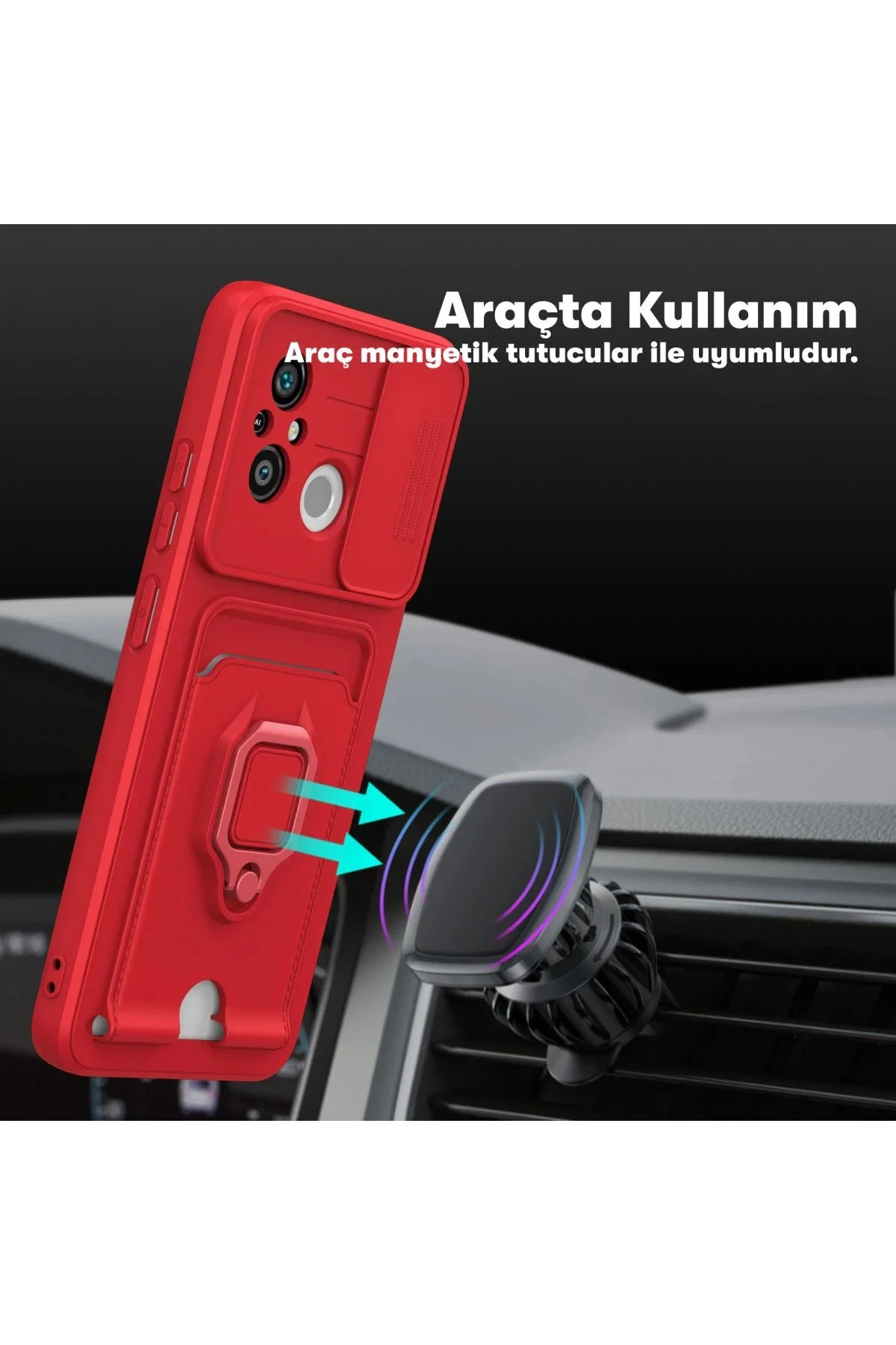 Newface Xiaomi Redmi 12c Kılıf Zuma Kartvizitli Yüzüklü Silikon -