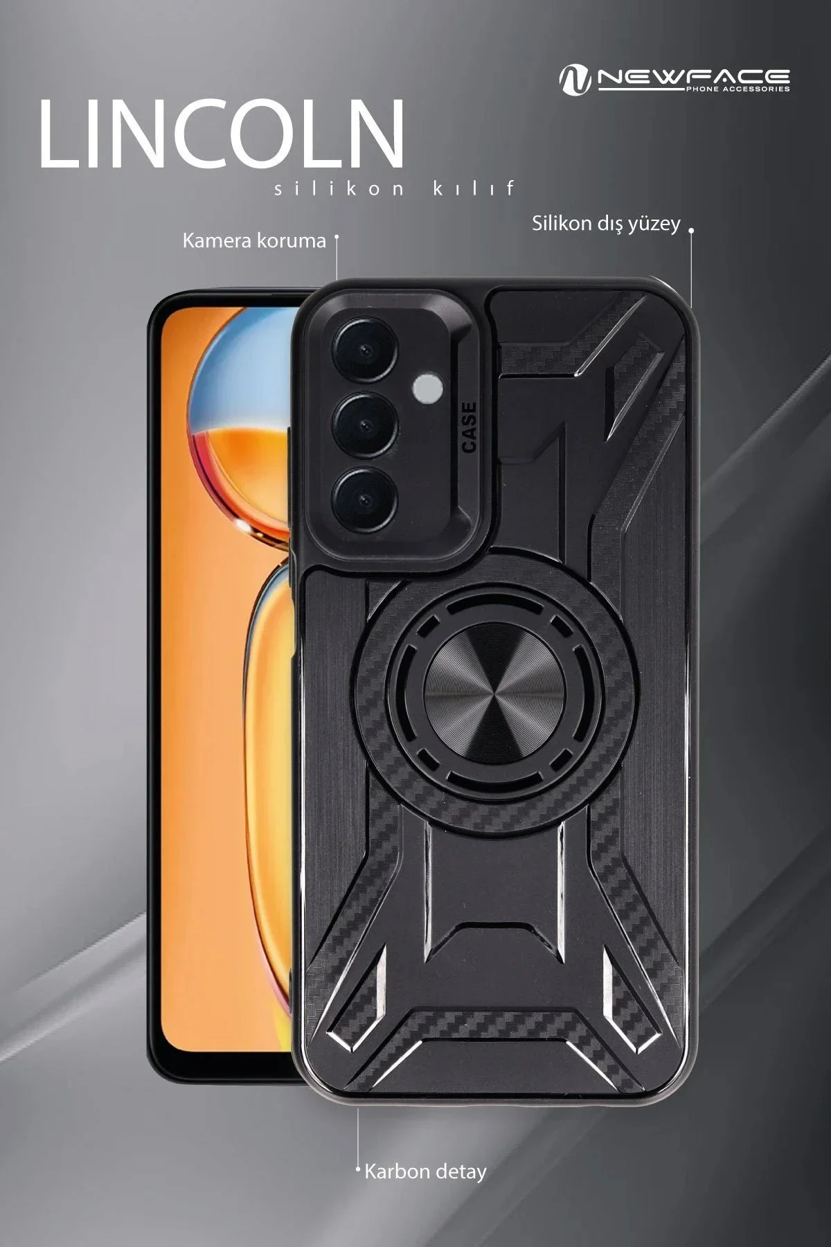 Newface Xiaomi Redmi 13c Kılıf Lincoln Silikon - Siyah