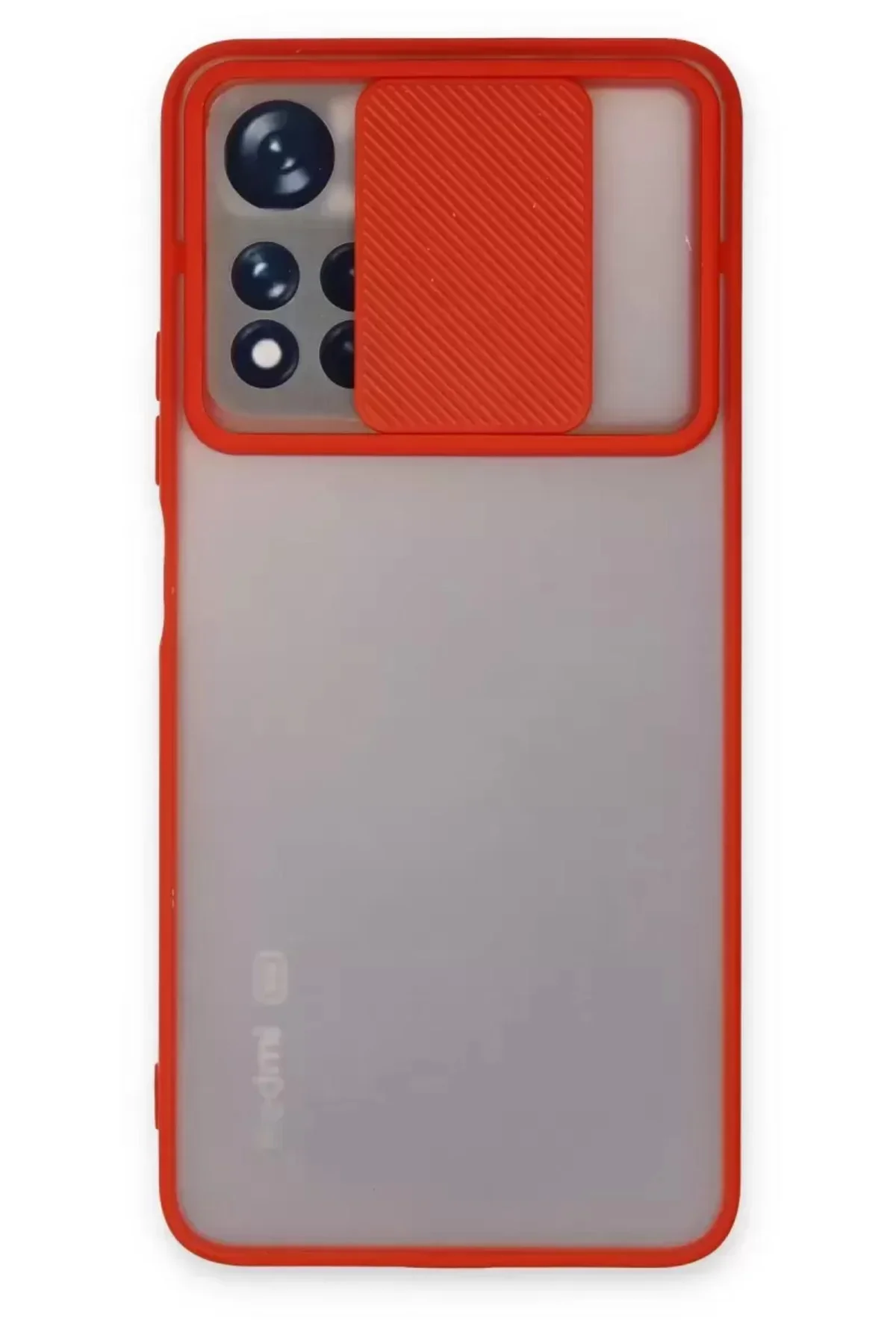 Newface Xiaomi Redmi Note 11t Kılıf Palm Buzlu Kamera Sürgülü Silikon - Kırmızı