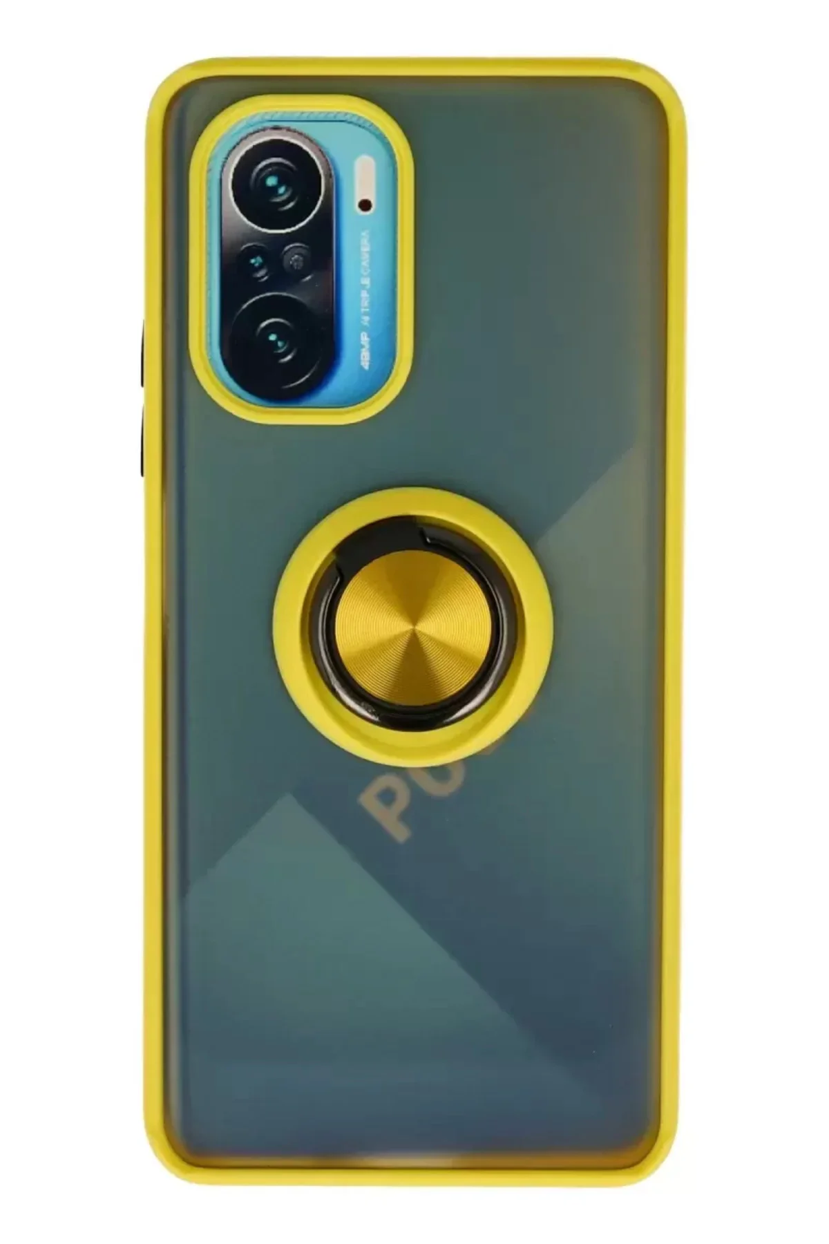Newface Xiaomi Redmi K40 Kılıf Montreal Yüzüklü Silikon Kapak - Sarı