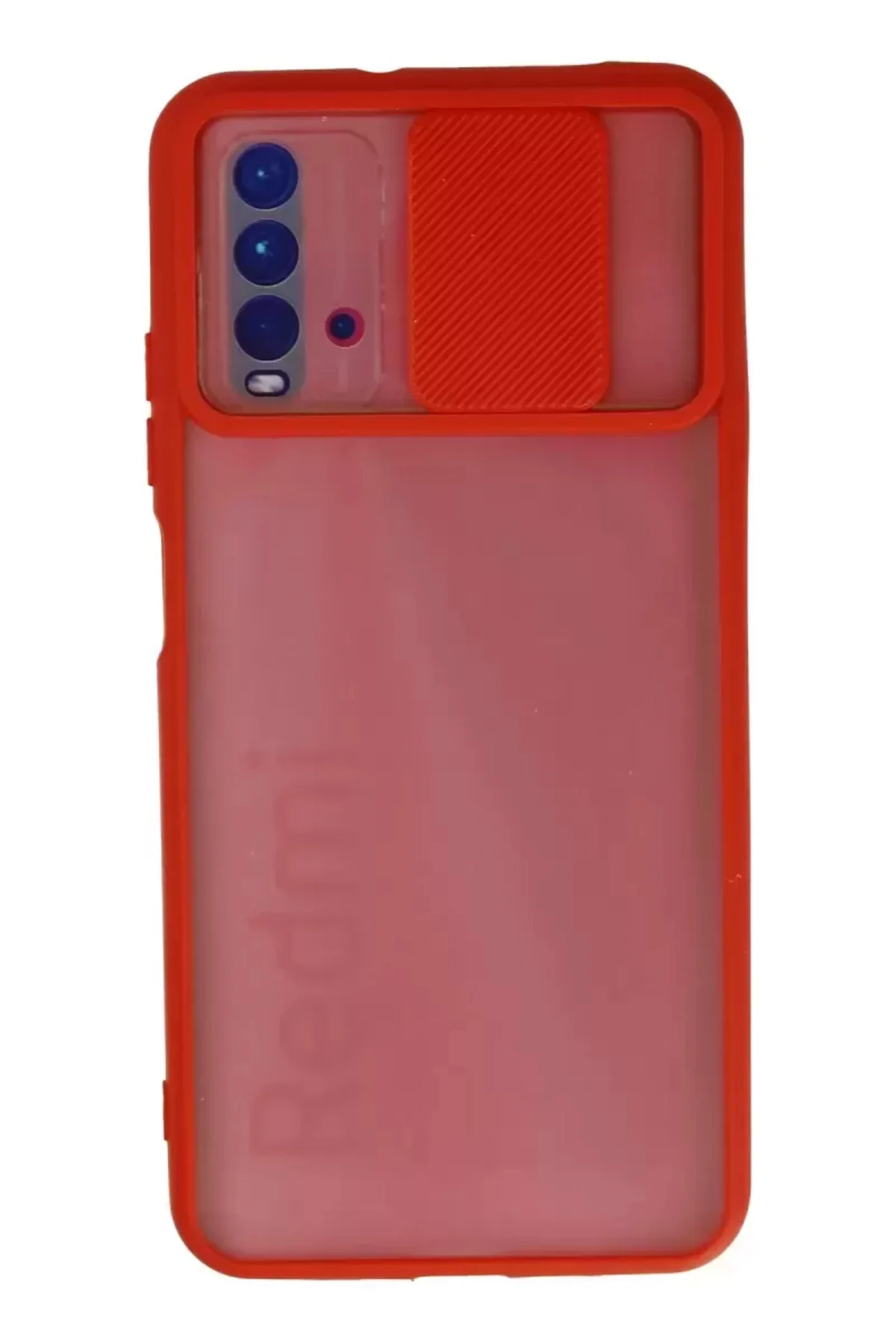 Newface Xiaomi Redmi 9t Kılıf Palm Buzlu Kamera Sürgülü Silikon - Kırmızı