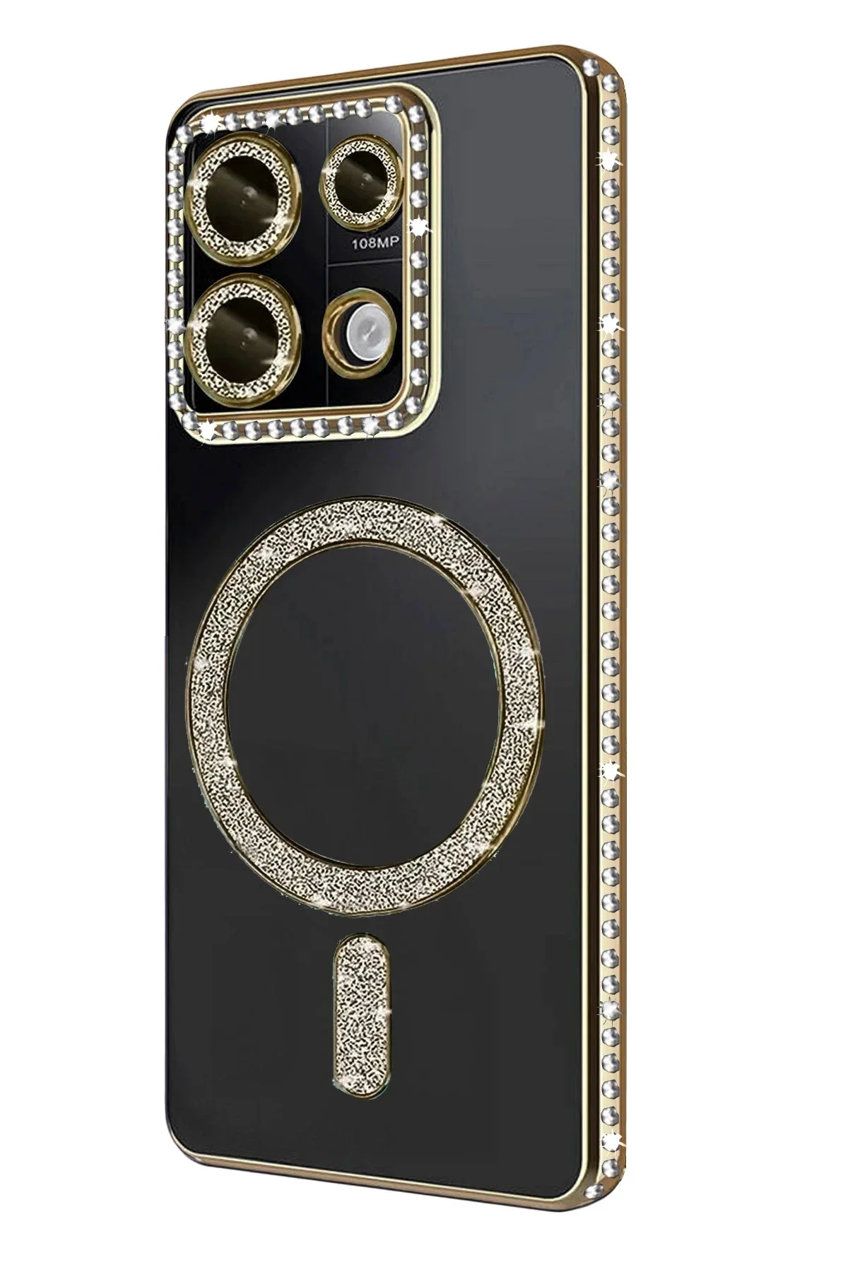 Newface Xiaomi Redmi 13c Joke Simli Magneticsafe Kılıf - Gold