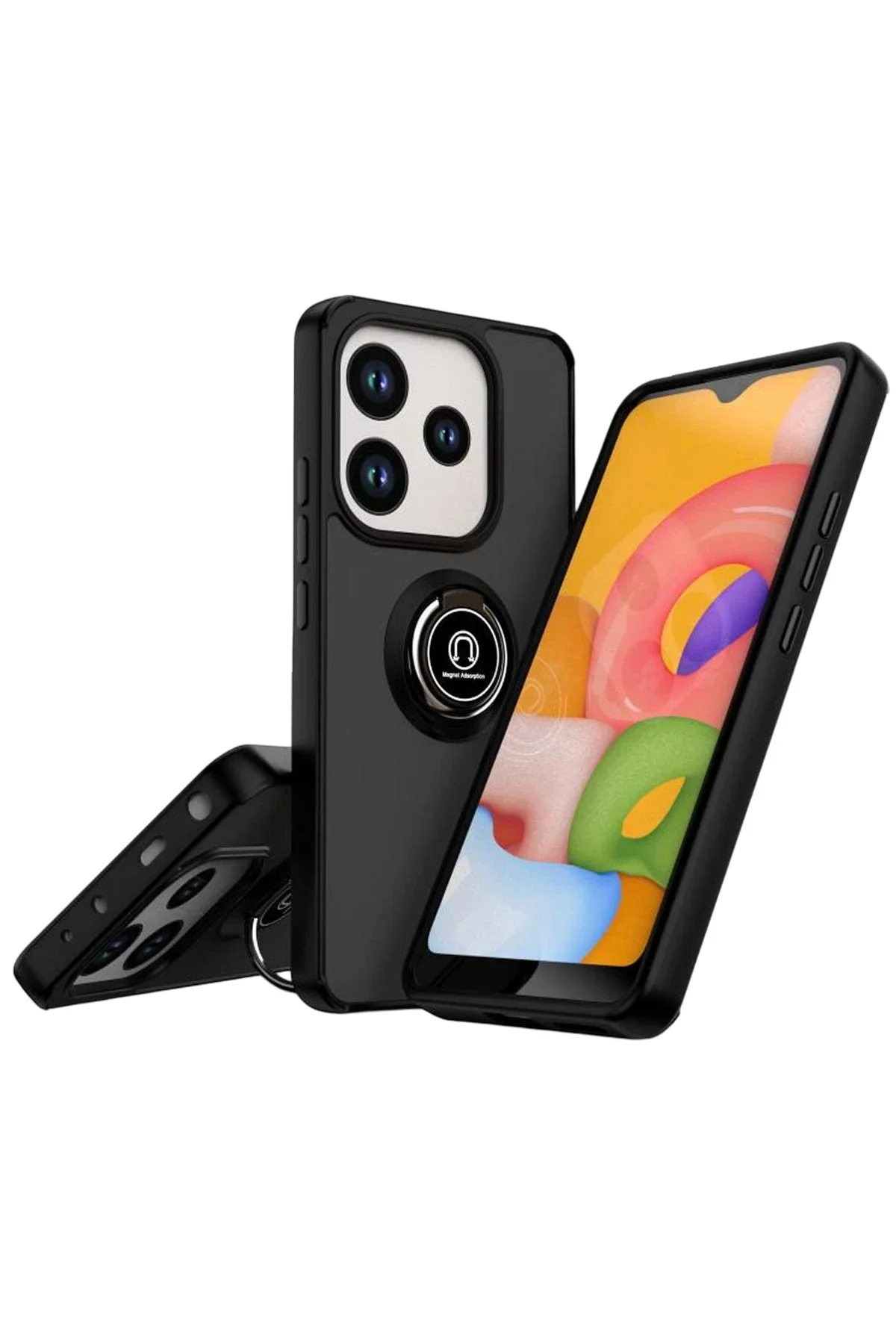 Newface Xiaomi Redmi Note 14 4g Montreal Yüzüklü Silikon Kapak - Siyah