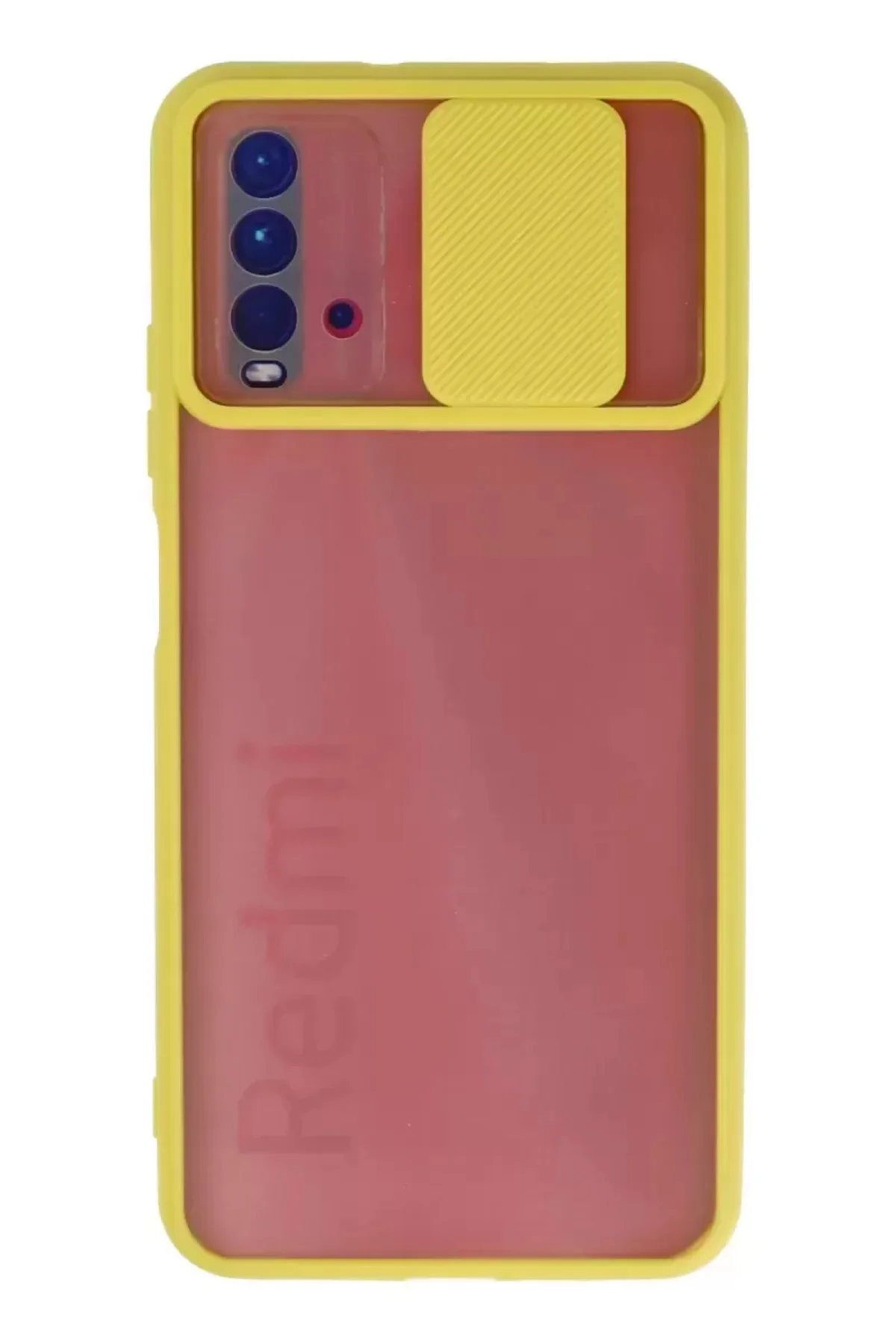 Newface Xiaomi Redmi 9t Kılıf Palm Buzlu Kamera Sürgülü Silikon - Sarı