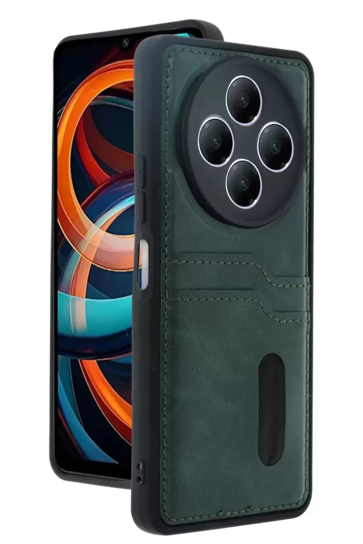 Newface Xiaomi Redmi 14c Kılıf Sara Kartvizitli Deri Kılıf - Koyu