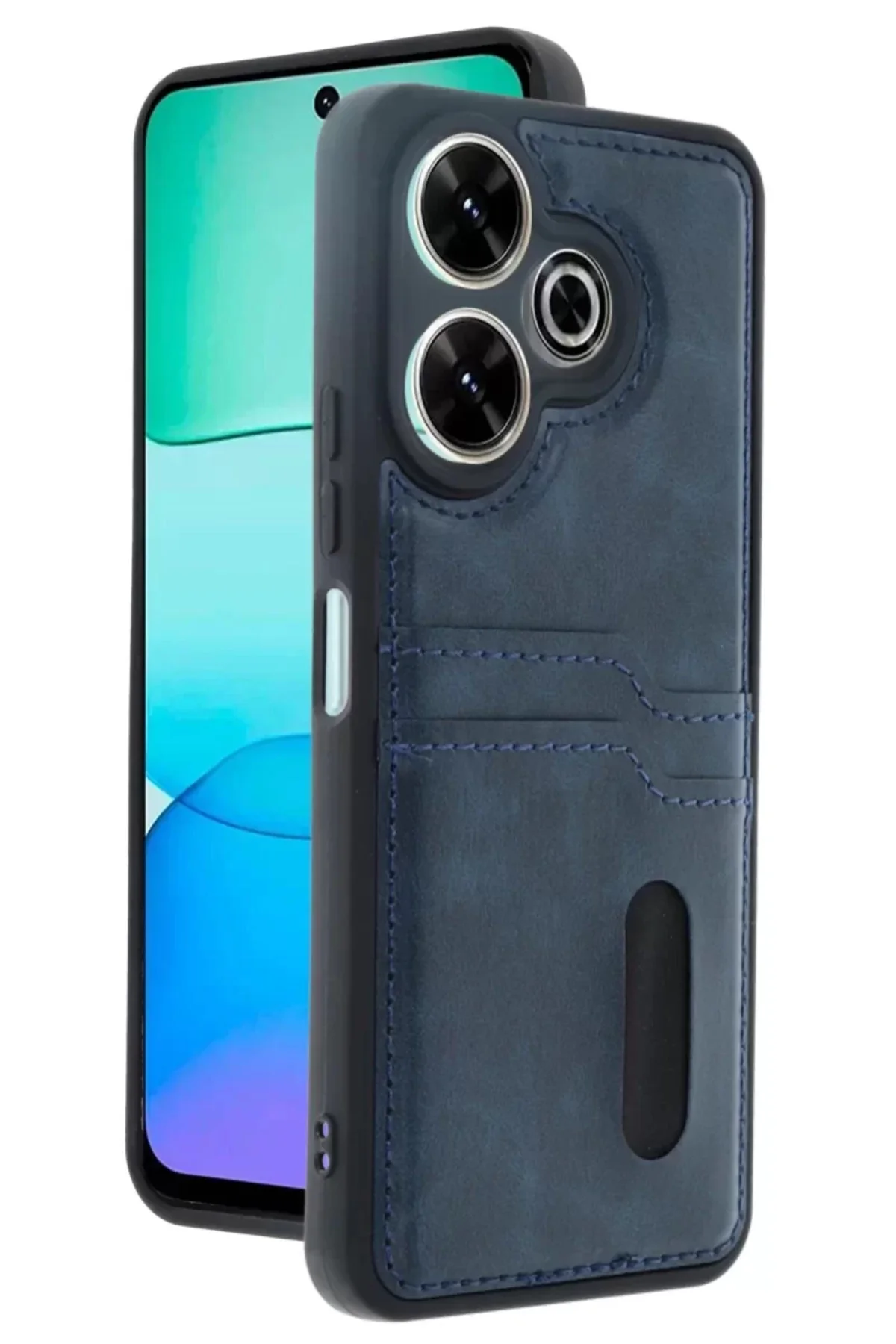 Newface Xiaomi Redmi 13 4g Kılıf Sara Kartvizitli Deri Kılıf - Lacivert