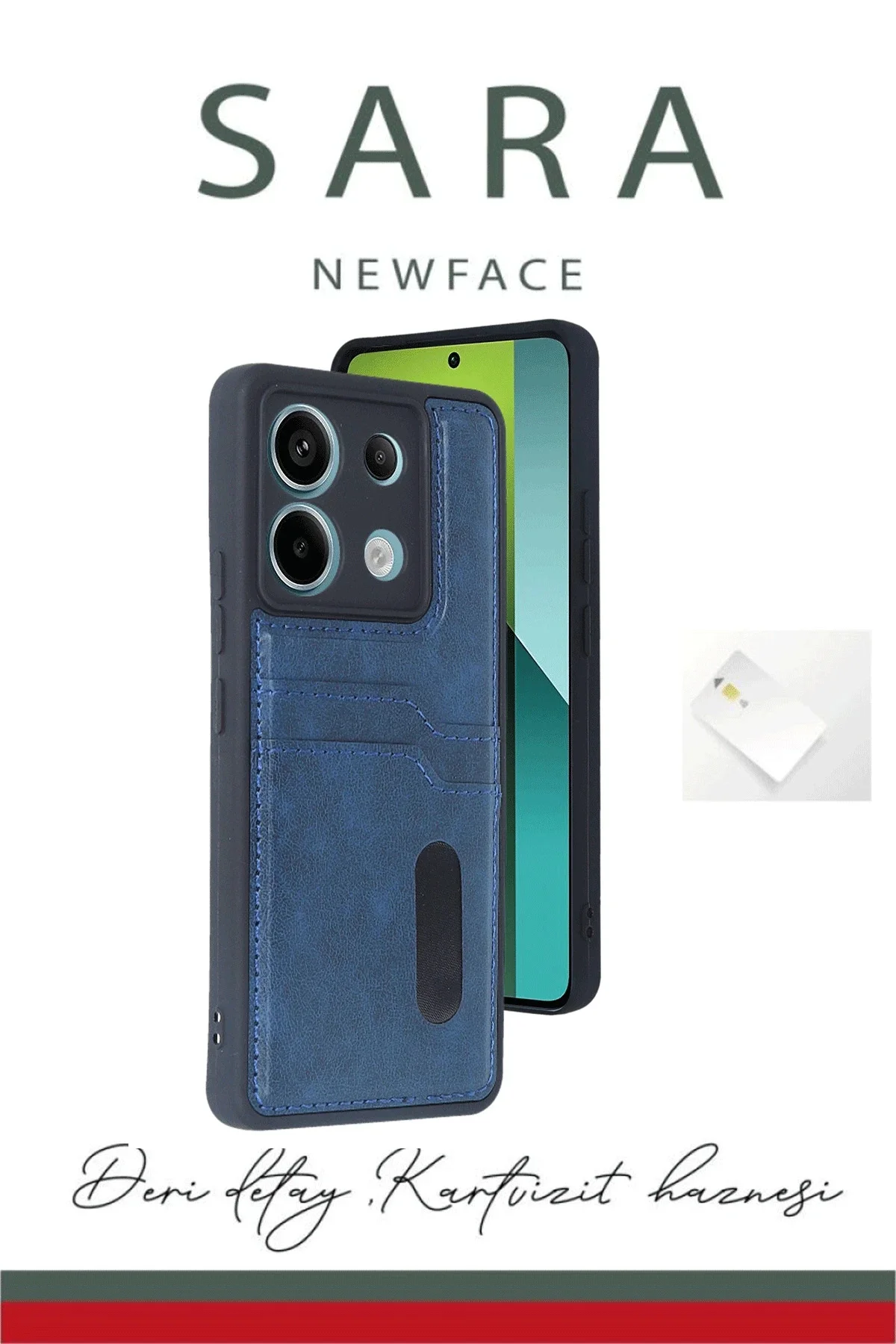Newface Xiaomi Redmi Note 13 Pro 5g Kılıf Sara Kartvizitli Deri Kılıf - Kırmızı