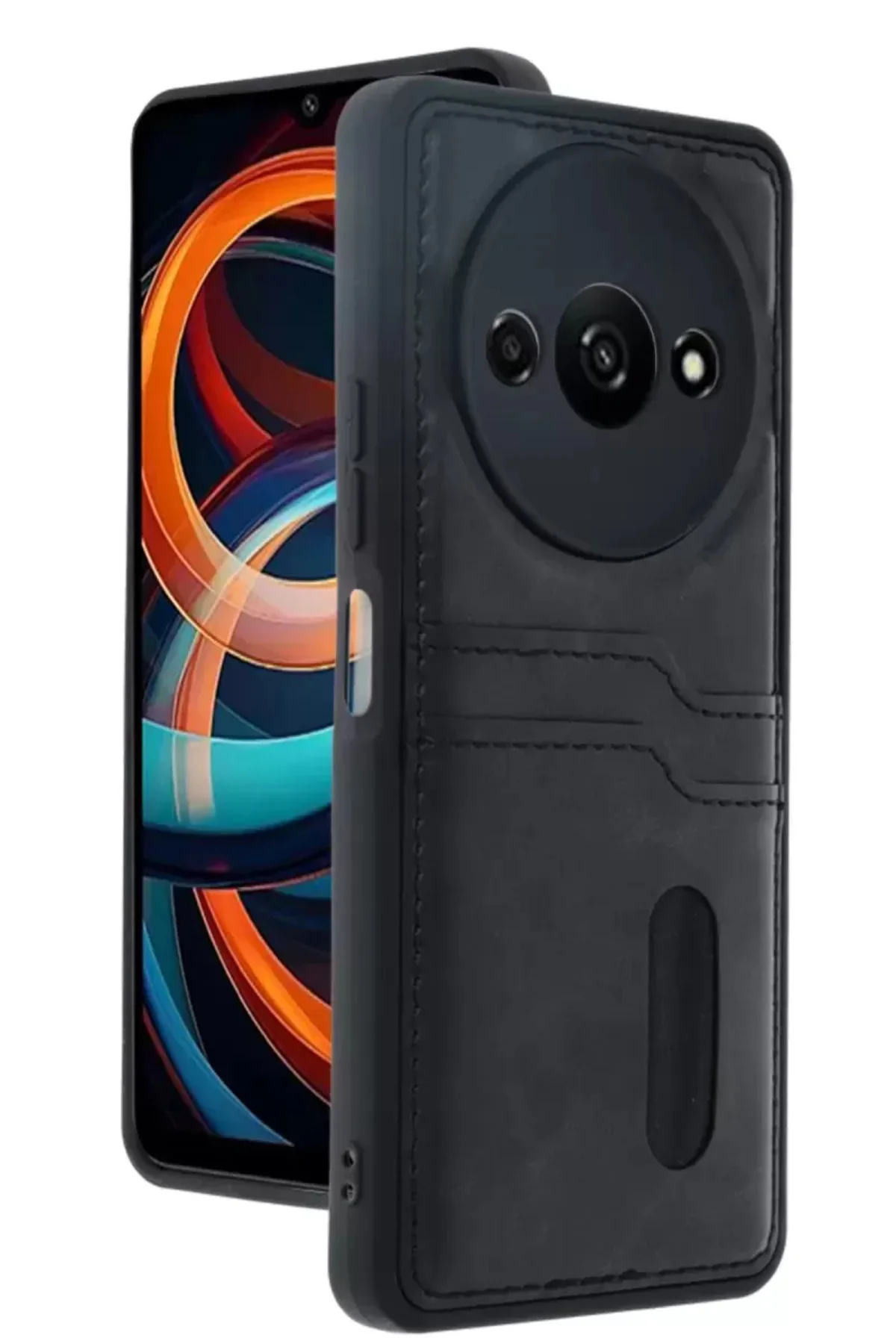 Newface Xiaomi Redmi A3 4g Kılıf Sara Kartvizitli Deri Kılıf - Siyah