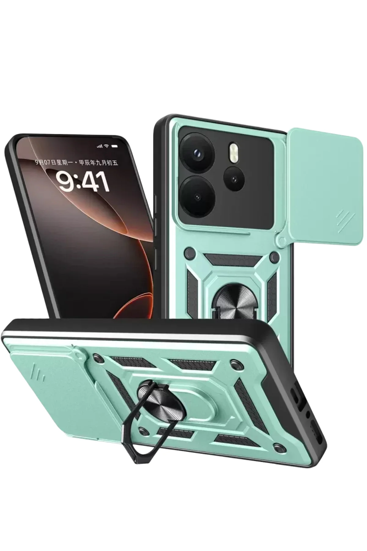 Newface Xiaomi Redmi Note 14 4g Pars Lens Yüzüklü Silikon - Yeşil