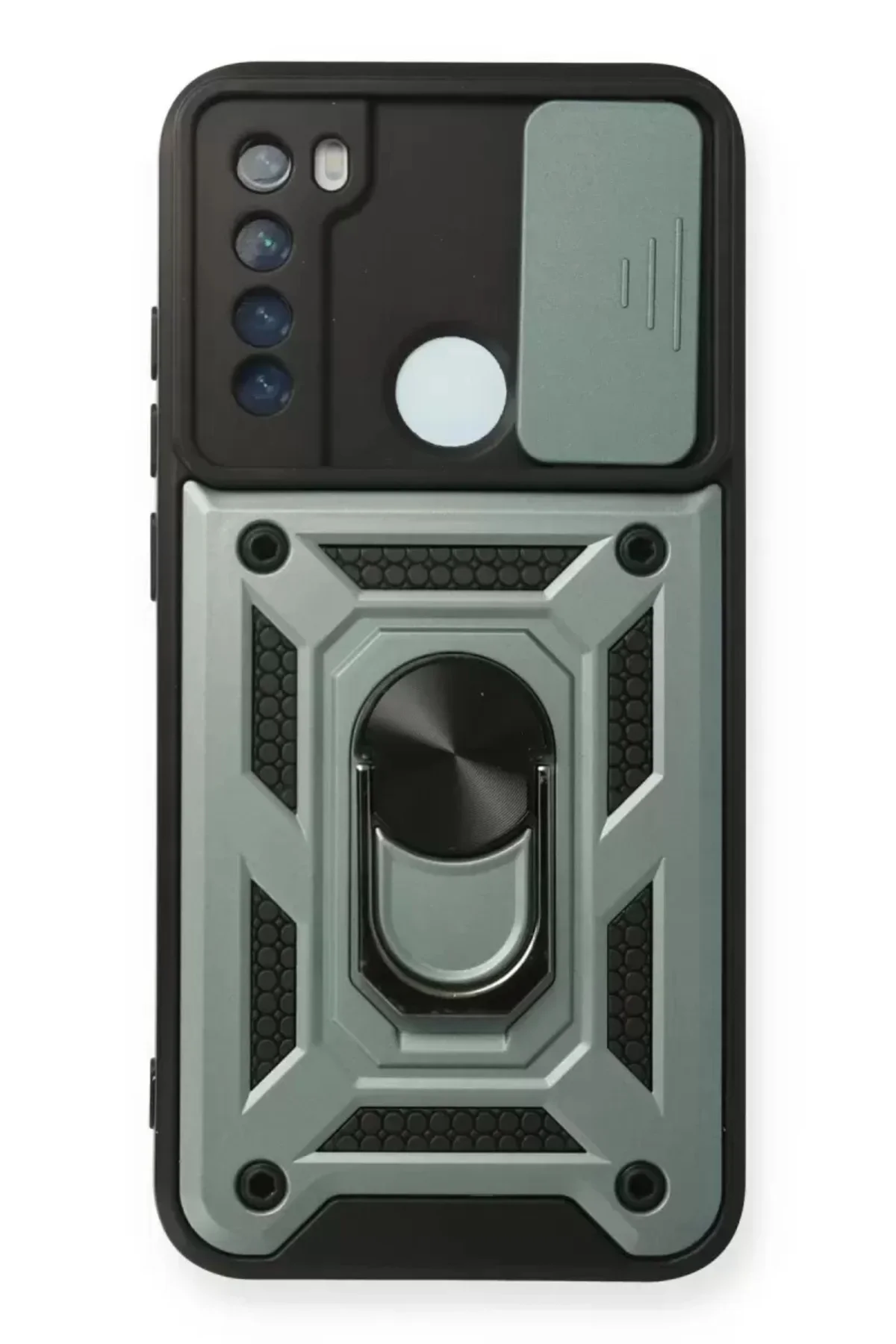 Newface Xiaomi Redmi Note 8 Kılıf Pars Lens Yüzüklü Silikon - Yeşil