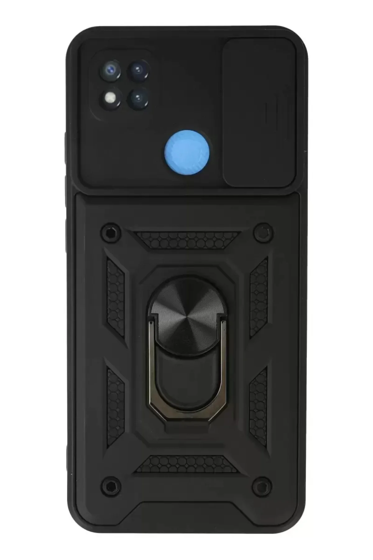 Newface Xiaomi Redmi 9c Kılıf Pars Lens Yüzüklü Silikon - Siyah