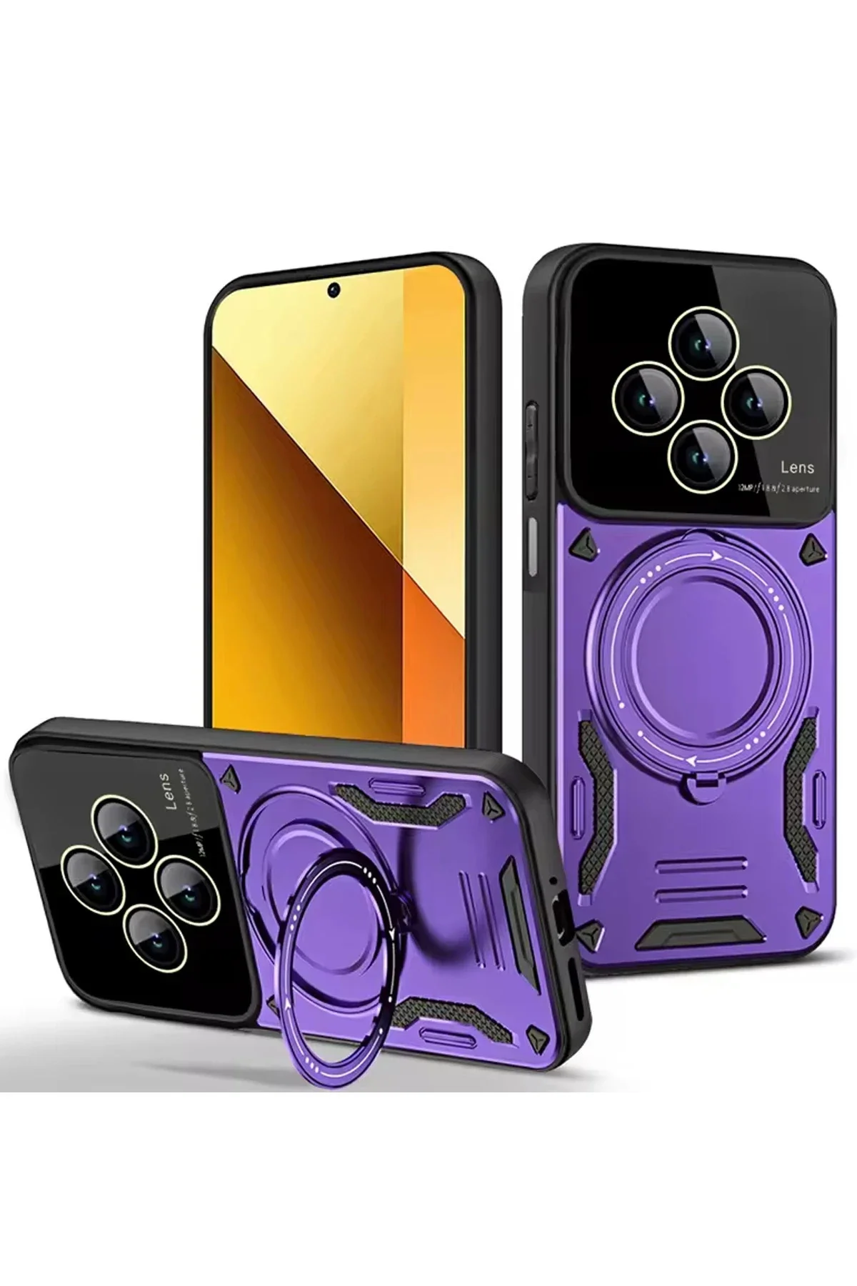 Newface Xiaomi Redmi 14c Kılıf Joy Lens Standlı Kapak - Mor