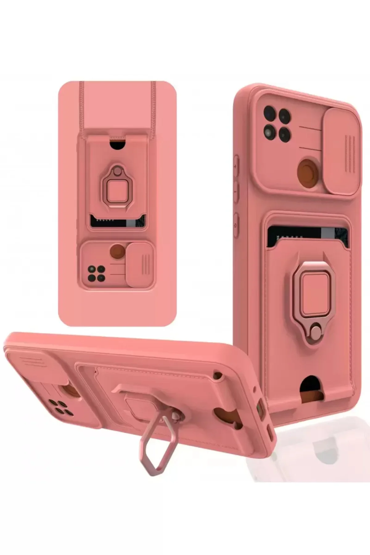 Newface Xiaomi Redmi 9c Kılıf Zuma Kartvizitli Yüzüklü Silikon - Pembe