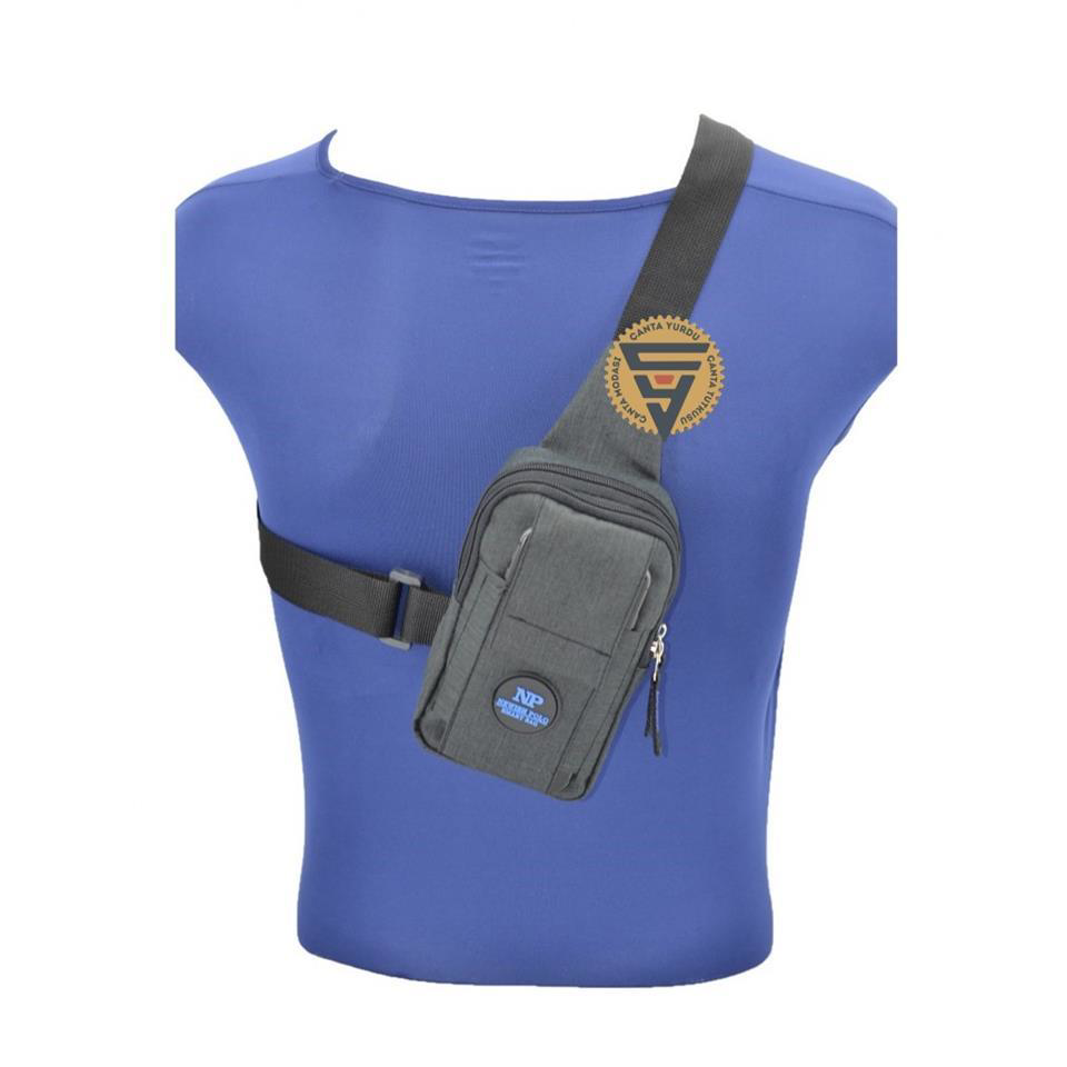 Newish Polo  Minimal Kumaş Telefon Göğüs Çantası Siyah