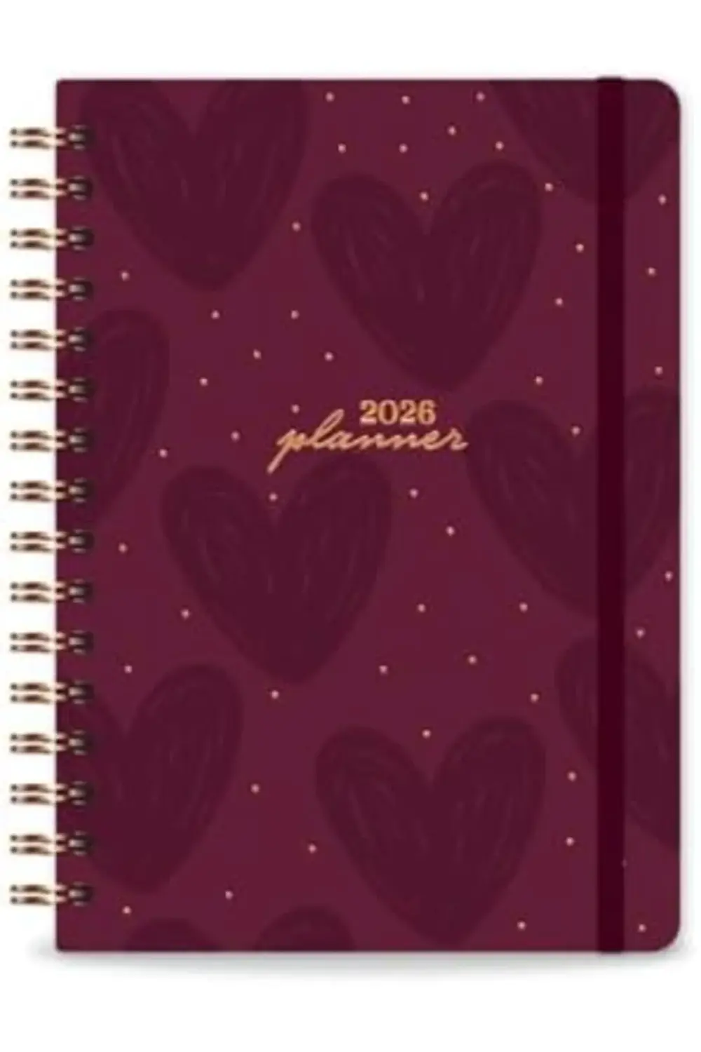 newpolyx 2026 A5 Spiralli Haftalık Ajanda 12 Aylık - Bordo Kalp g
