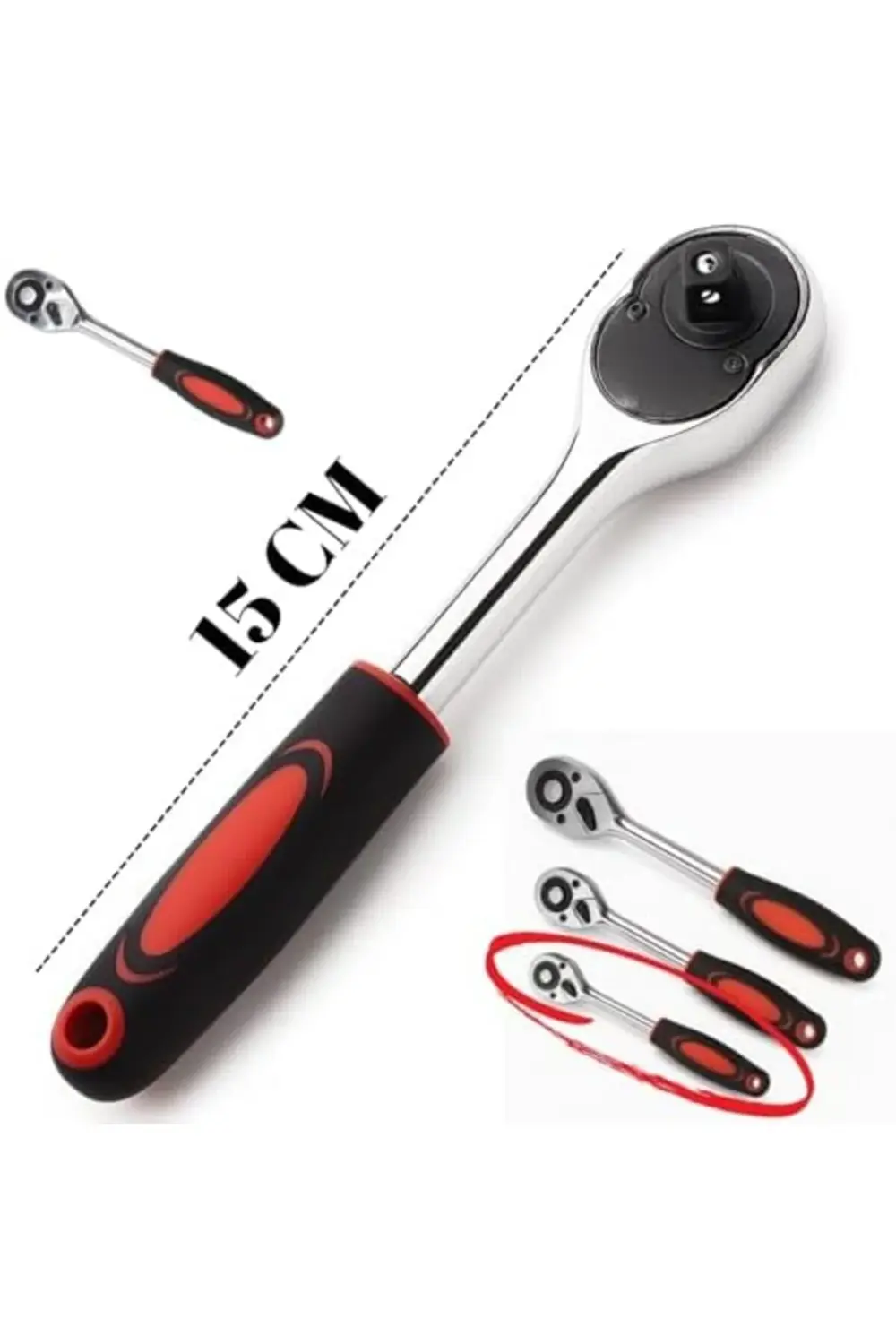 newpolyx 25 cm Cırcırlı Lokma Kolu – Krom Vanadyum Çelik Profesyo