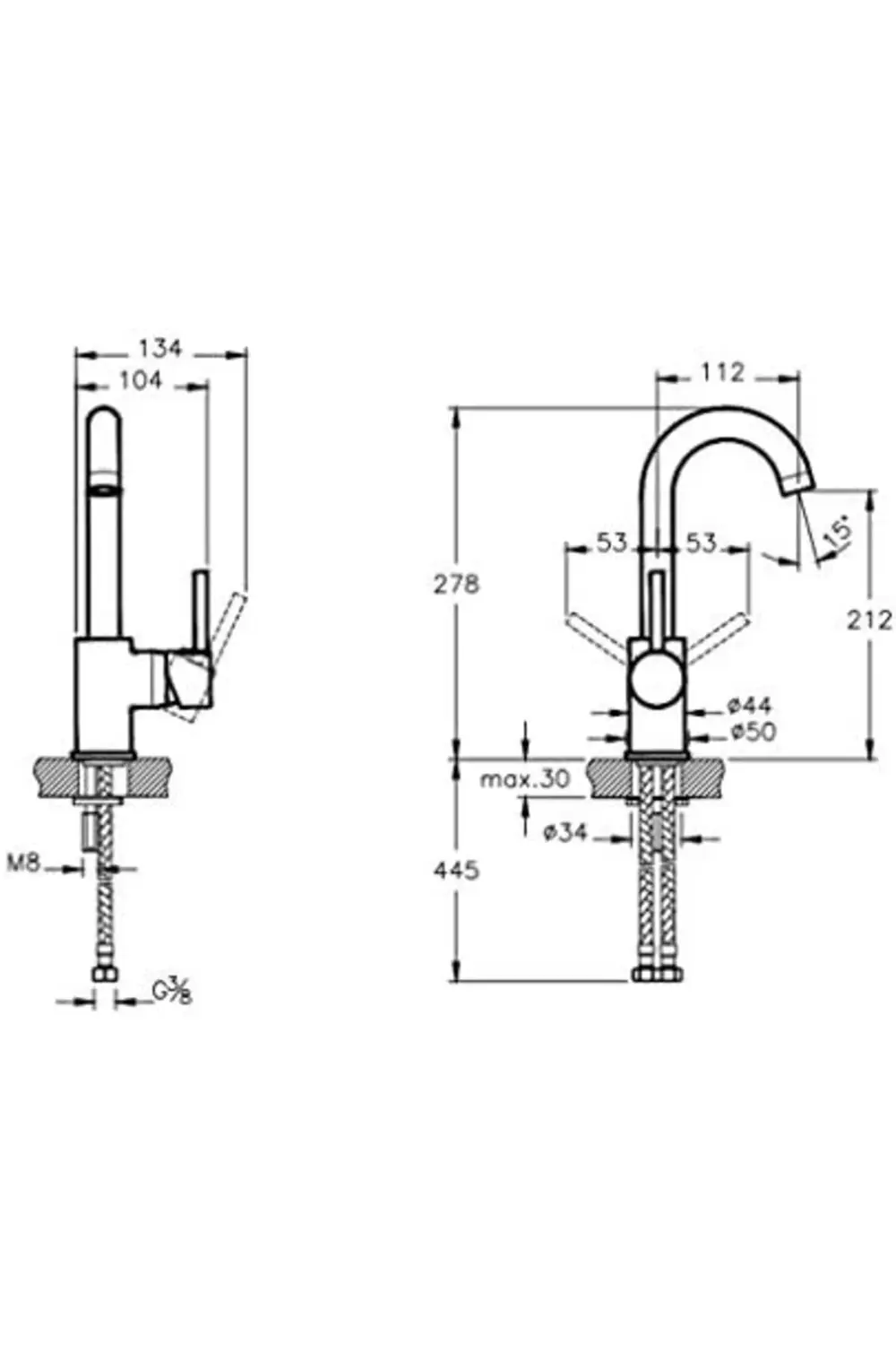 newpolyx S A41999 Döner Borulu Lavabo Bataryası, 9 L/DK Akış Hızı
