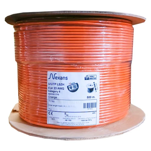 NEX1611TF5, CAT6, 500M, 23AWG (0,58mm), UTP, %100 Bakır, LSZH Halogen Free, Makara, Kablo (Turuncu) NEX1611TF5, CAT6, 500M, 23AWG (0,58mm), UTP, %100 Bakır, LSZH Halogen Free, Makara, Kablo (Turuncu)