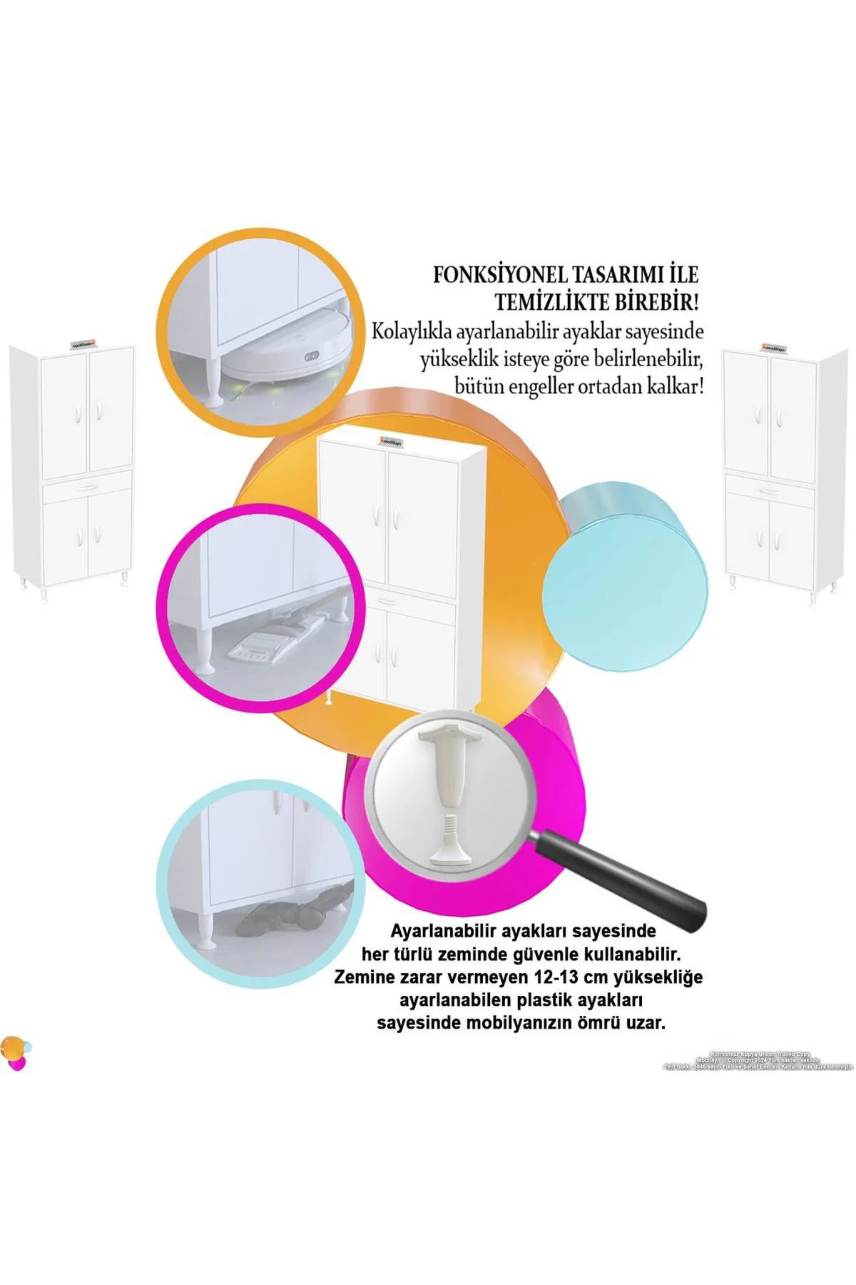 Nexa Modüler Dolap 70 Cm Banyo/Mutfak Dolabı Extra Kullanım Alanl