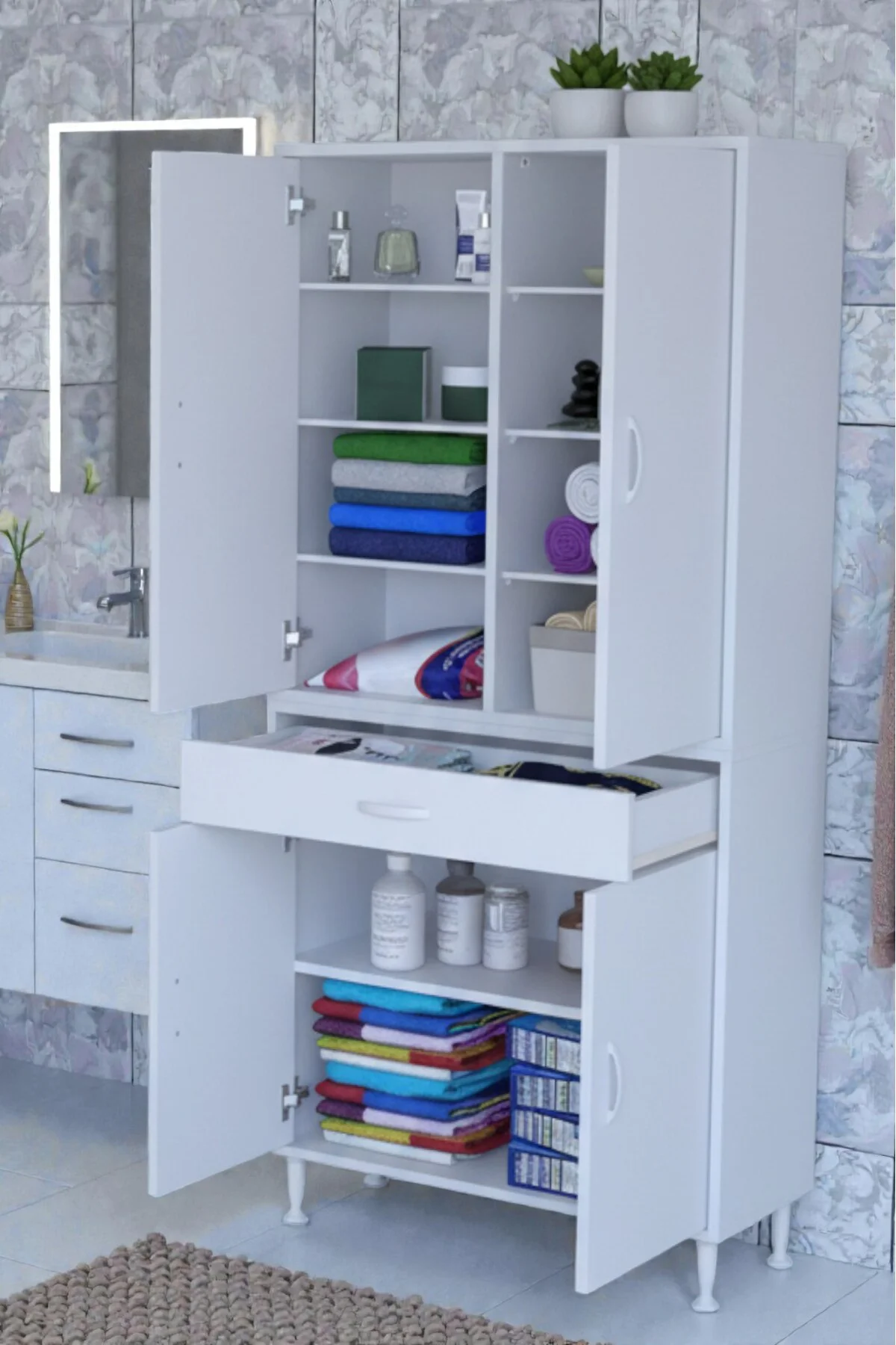 Nexa Modüler Dolap 75 Cm Banyo/Mutfak Dolabı Extra Kullanım Alanl