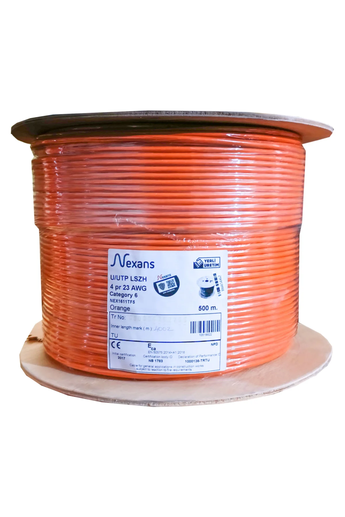 NEXANS NEX1611TF5, TURUNCU, CAT6, 500M, 23AWG (0,58mm), UTP, %100