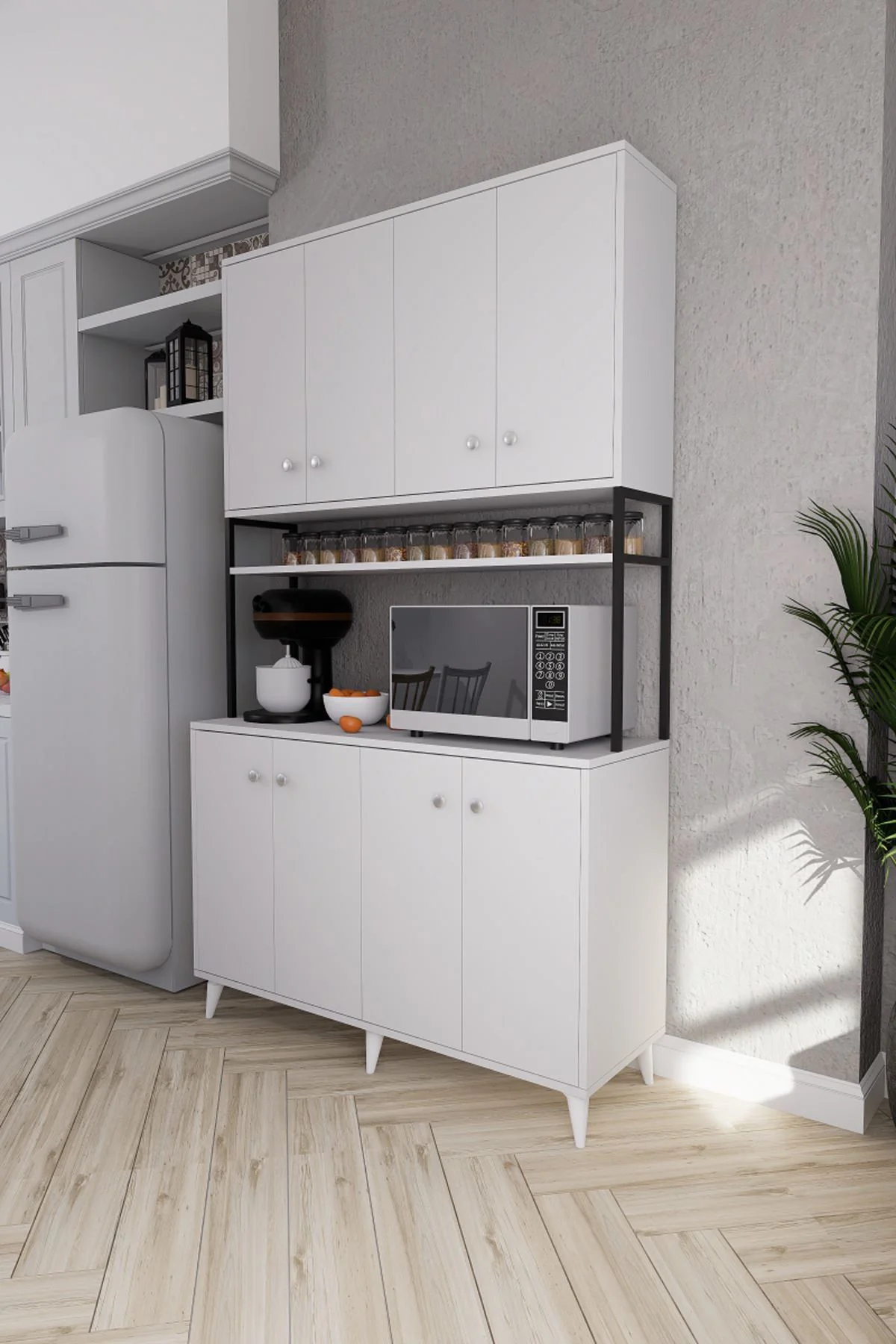 Nexar Kavhe Köşesi 8 Raflı Çok Amaçlı Mutfak Dolabı Antrasit