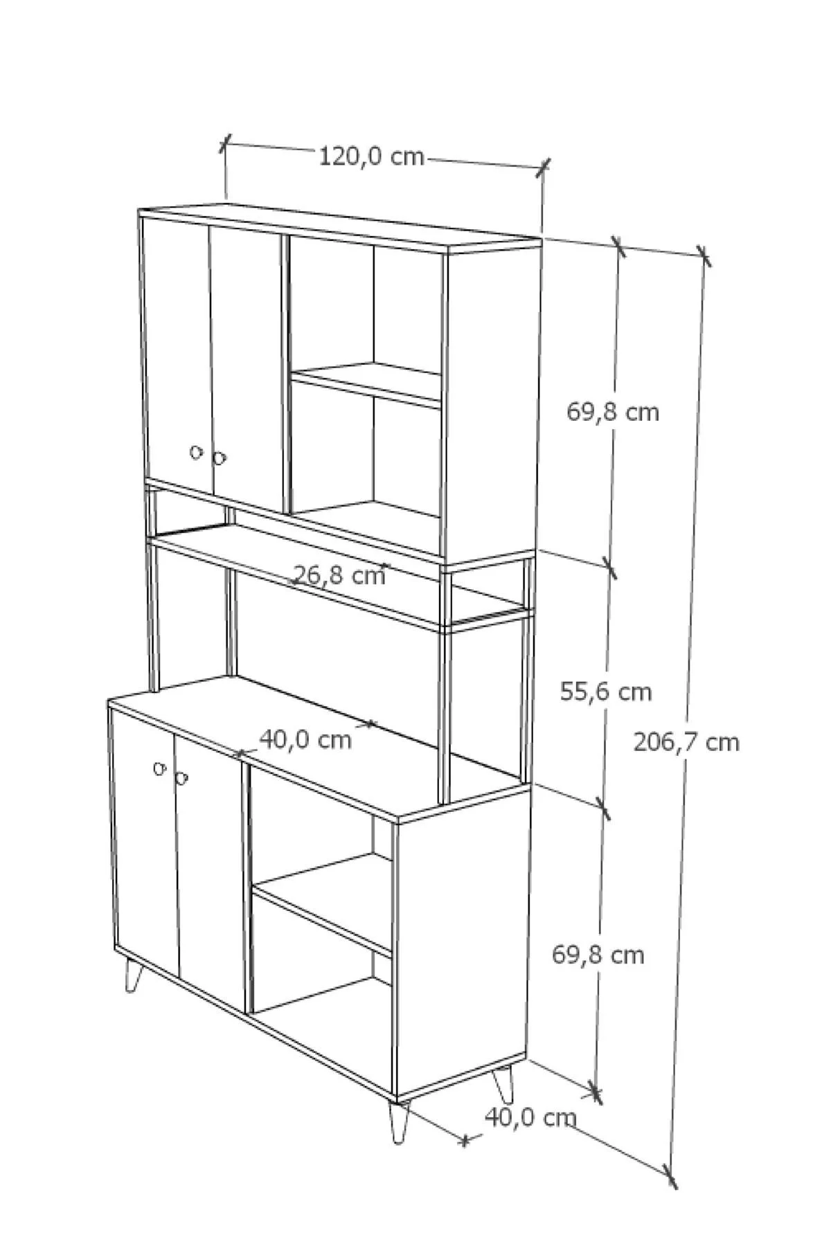 Nexar Kavhe Köşesi 8 Raflı Çok Amaçlı Mutfak Dolabı Antrasit
