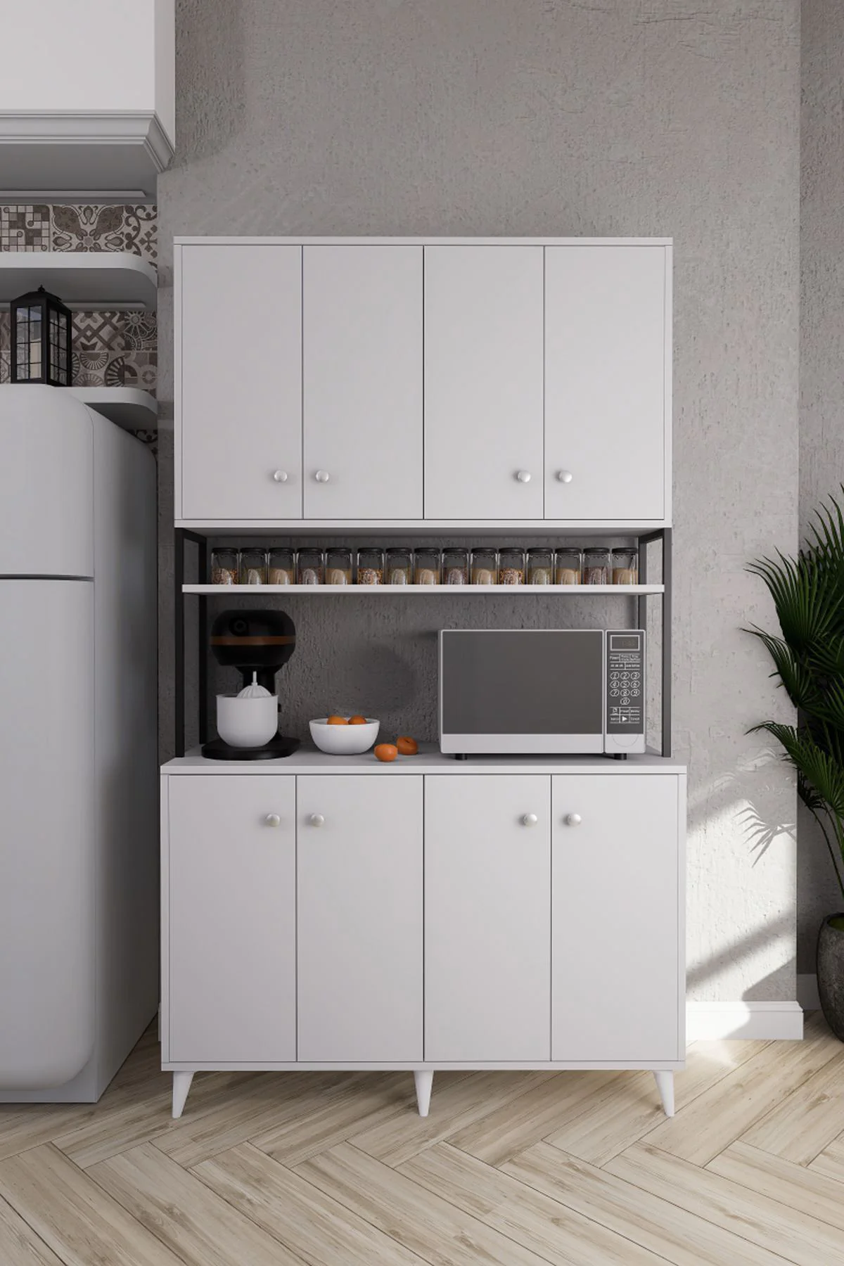 Nexar Kavhe Köşesi 8 Raflı Çok Amaçlı Mutfak Dolabı Antrasit