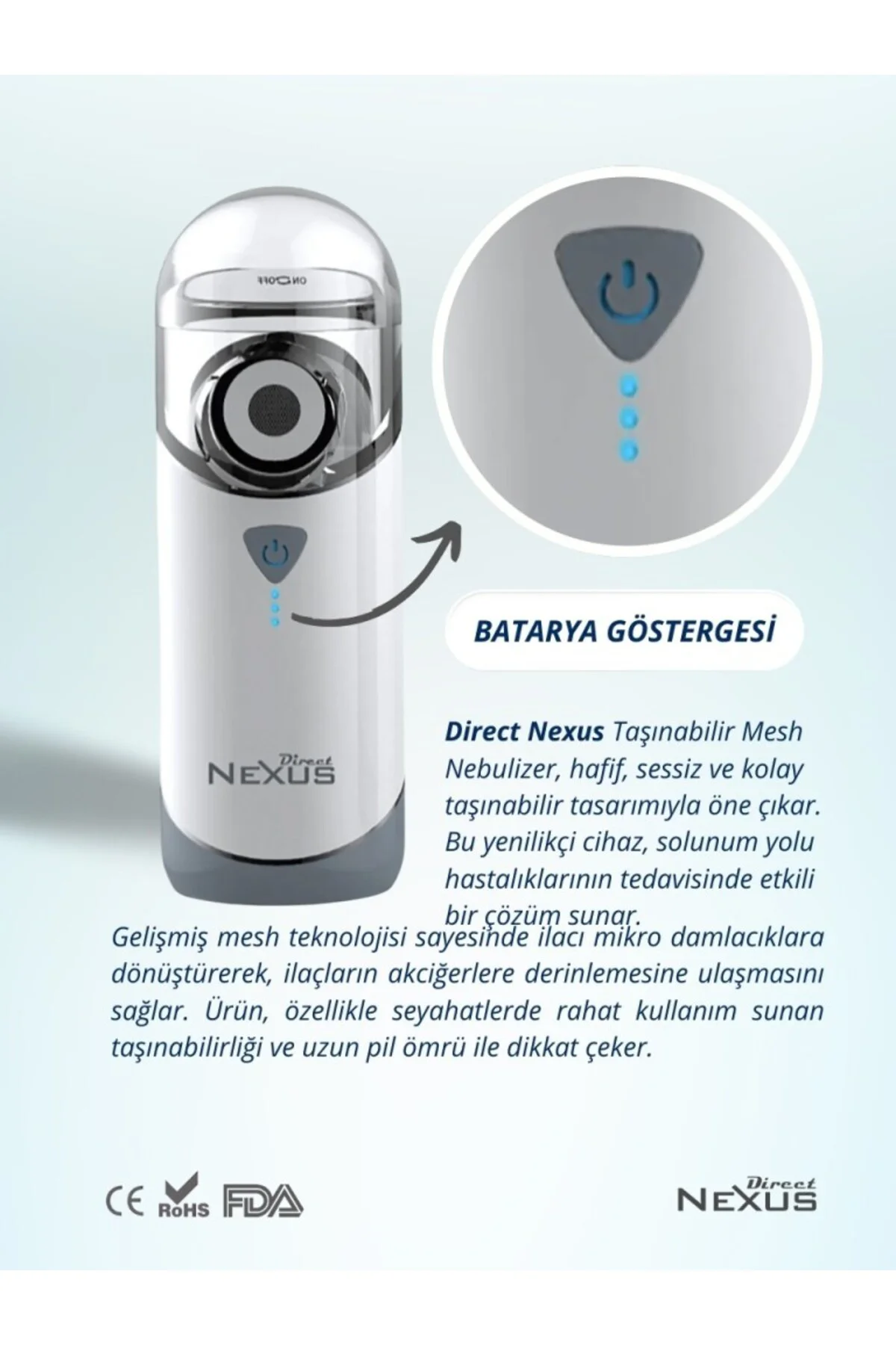 Nexus Taşınabilir Mesh Hava Makinesi Nebulizatör