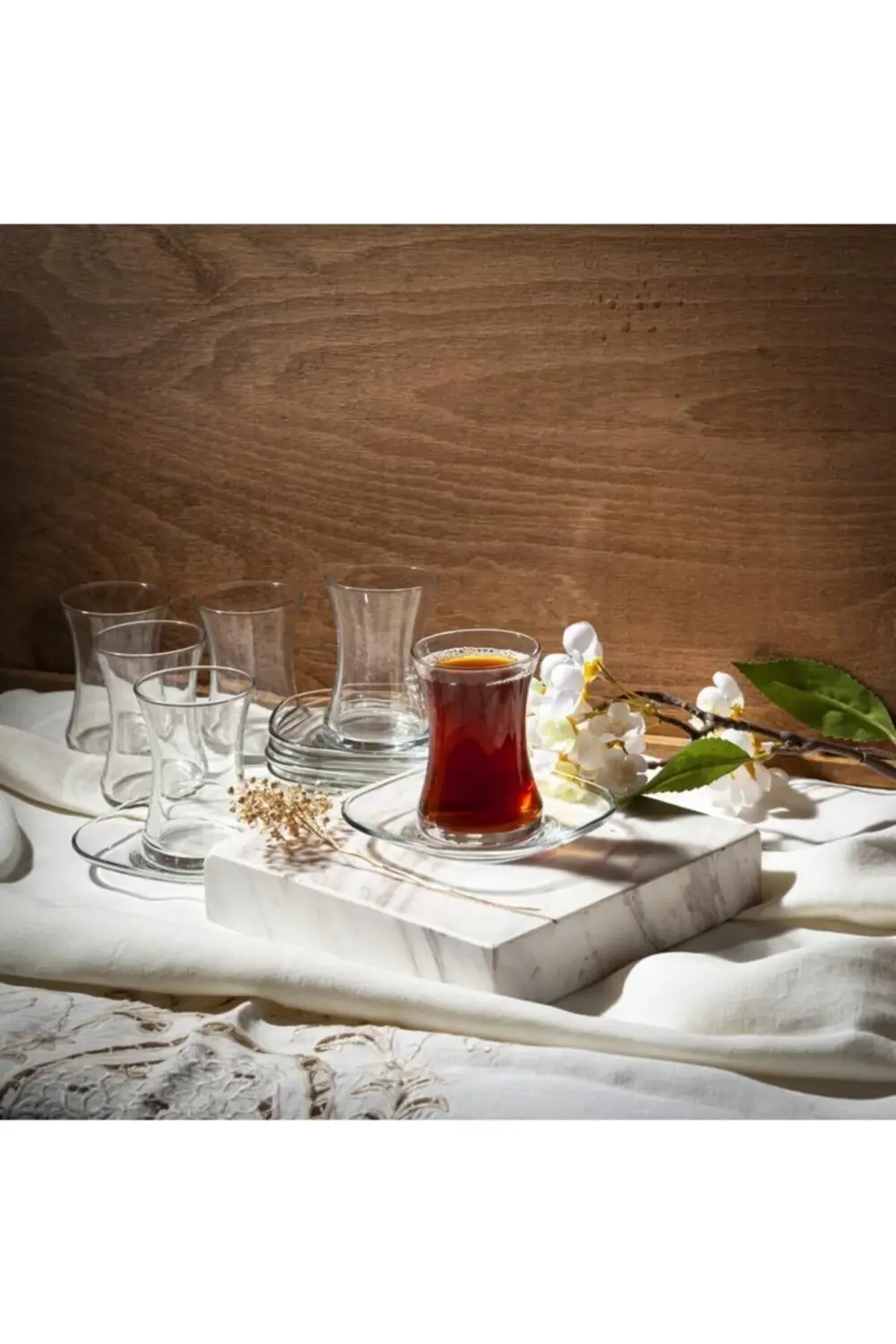 Nez Çay Seti Takımı- Çay Bardağı - Çay Tabağı Seti 12 Prç.