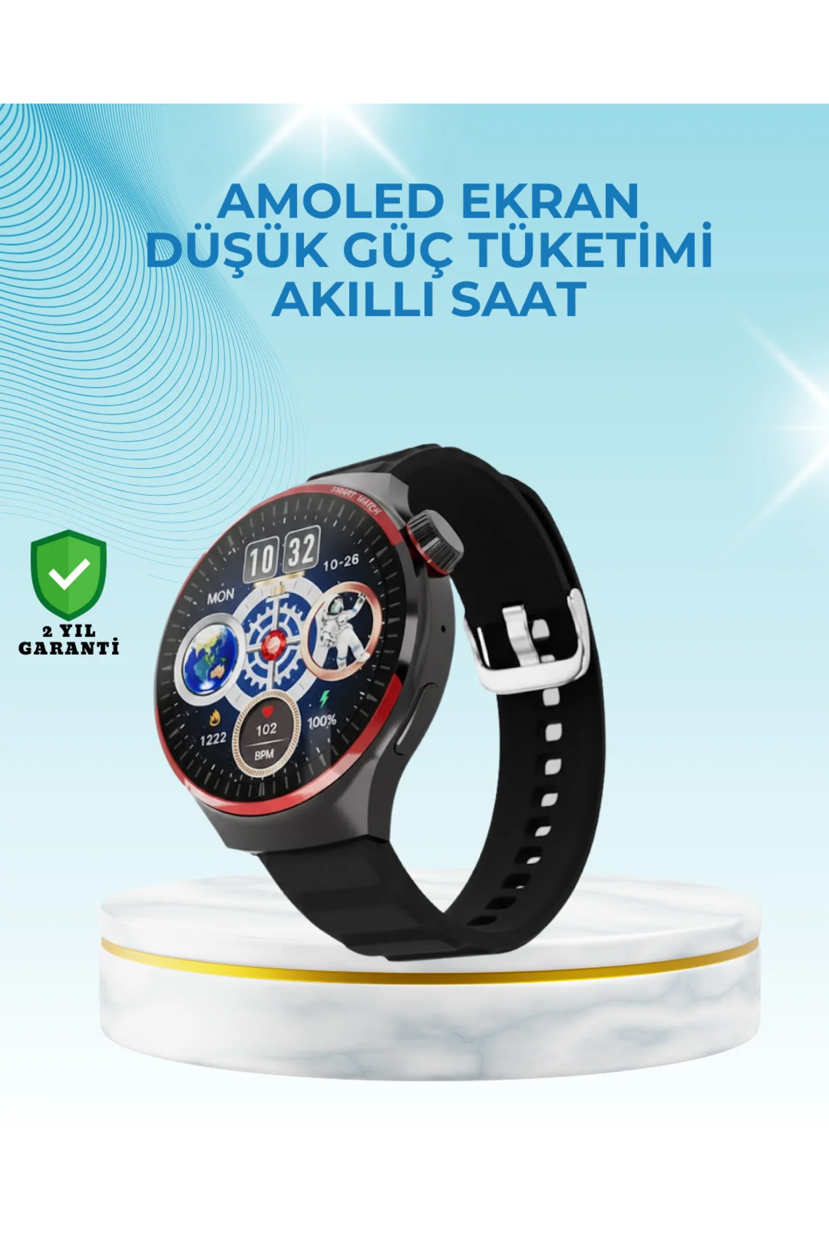 NFC Destekli Akıllı Saat AMOLED Ekranlı Şık Tasarım
